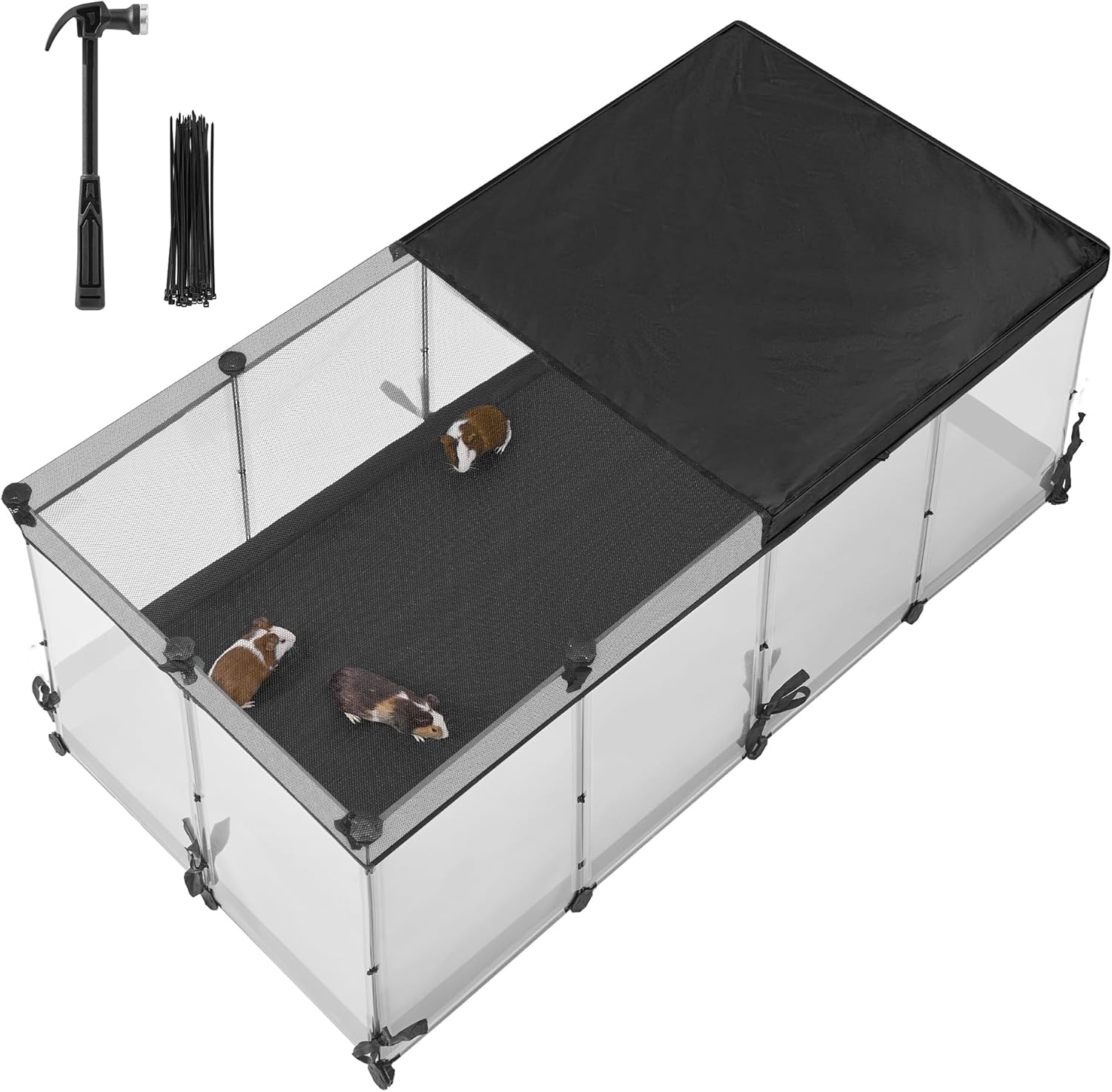 Thumbnail 6 de SONGMICS Parc Enclos pour Petits Animaux — Enclos modulable 144 x 74 x 47 cm, Blanc Nuage LPC015W01