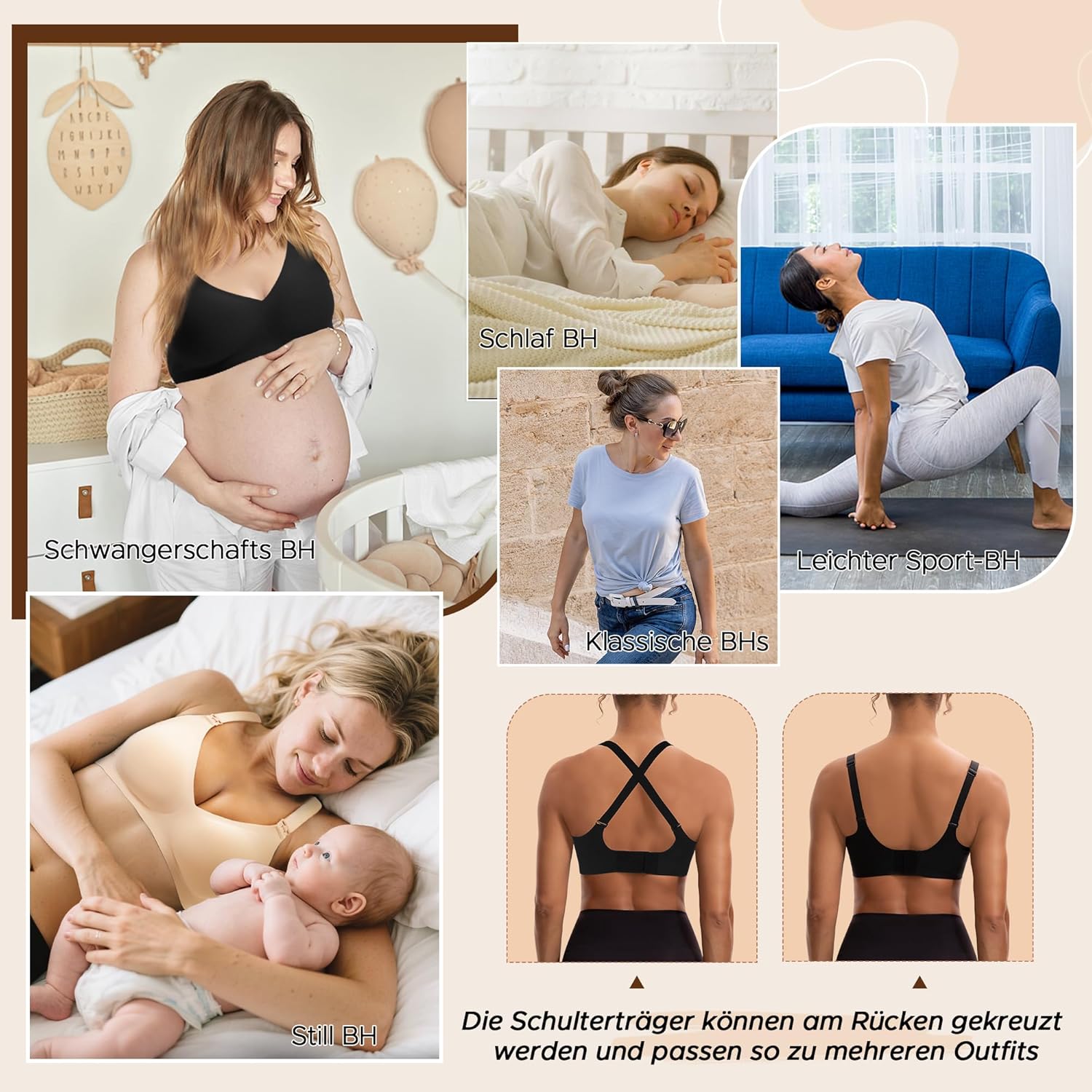 Thumbnail 4 de INNERSY Soutien-gorge d’allaitement sans armature, sans couture, rembourré et décolleté clip pratique