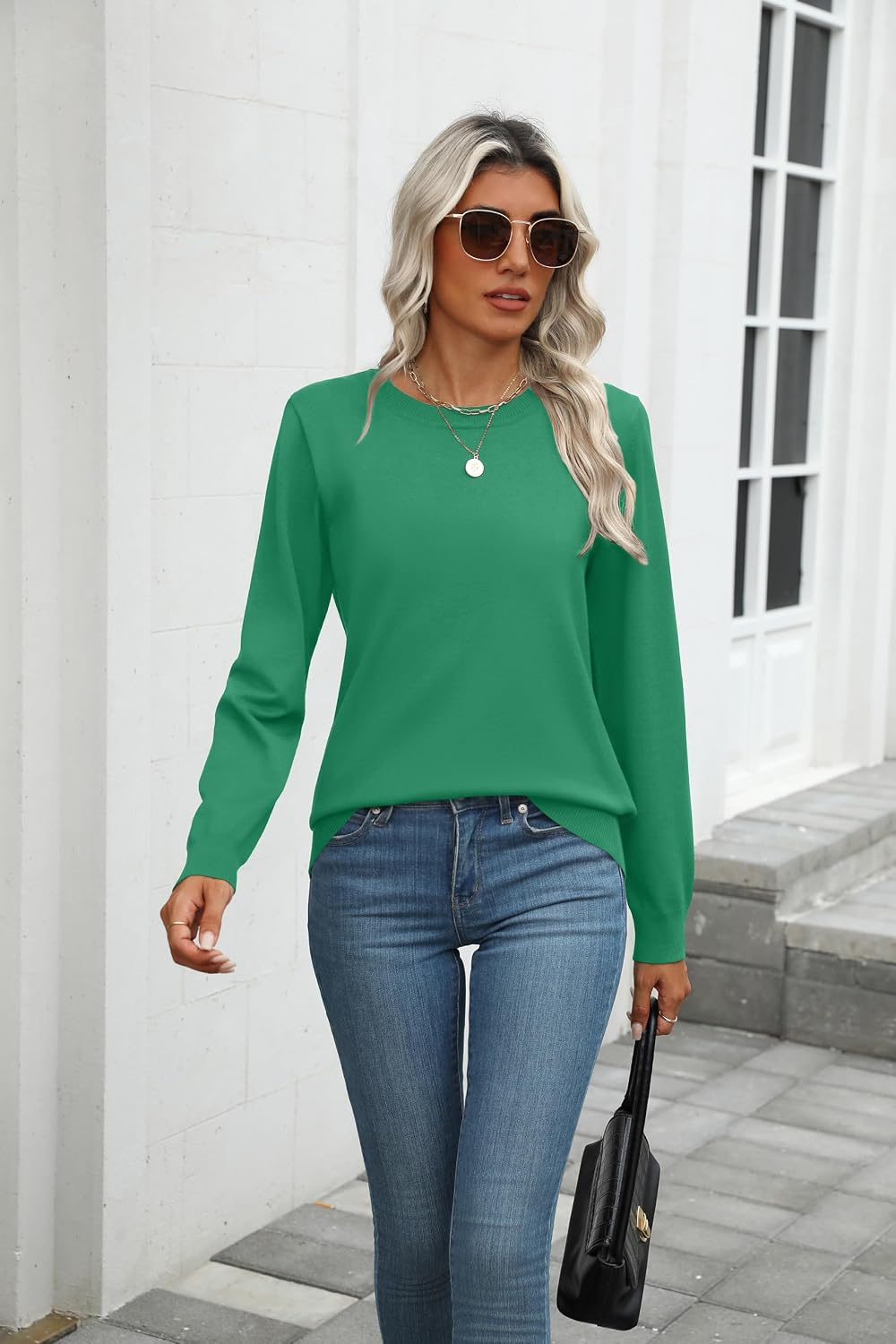 Detalle 2 de Zeagoo Women's Long-Sleeve Crew-Neck Pullover Sweater, Loose Dressy-Casual Style