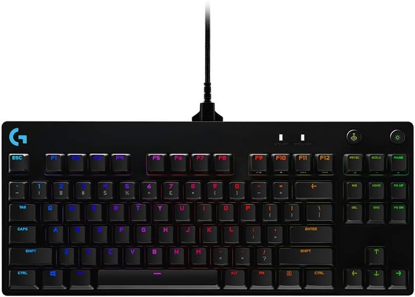 Detalle de Logitech G PRO Mechanical Gaming Keyboard (Tenkeyless) with GX Blue Clicky Switches & LIGHTSYNC RGB – QWERTY UK, Black
