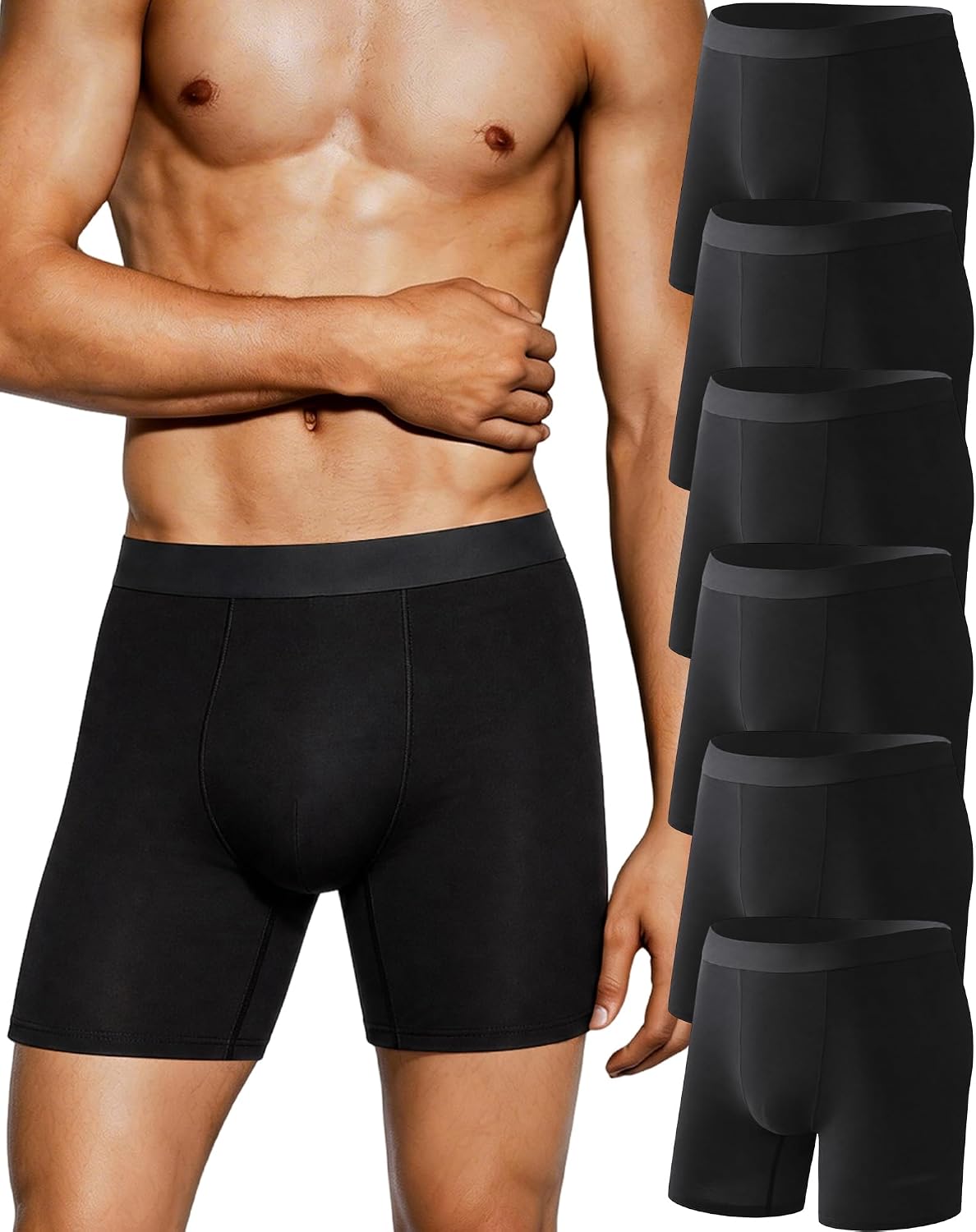 Detalle de FINETOO Boxershorts Herren Baumwolle Lang – lang, atmungsaktiv und zuverlässig