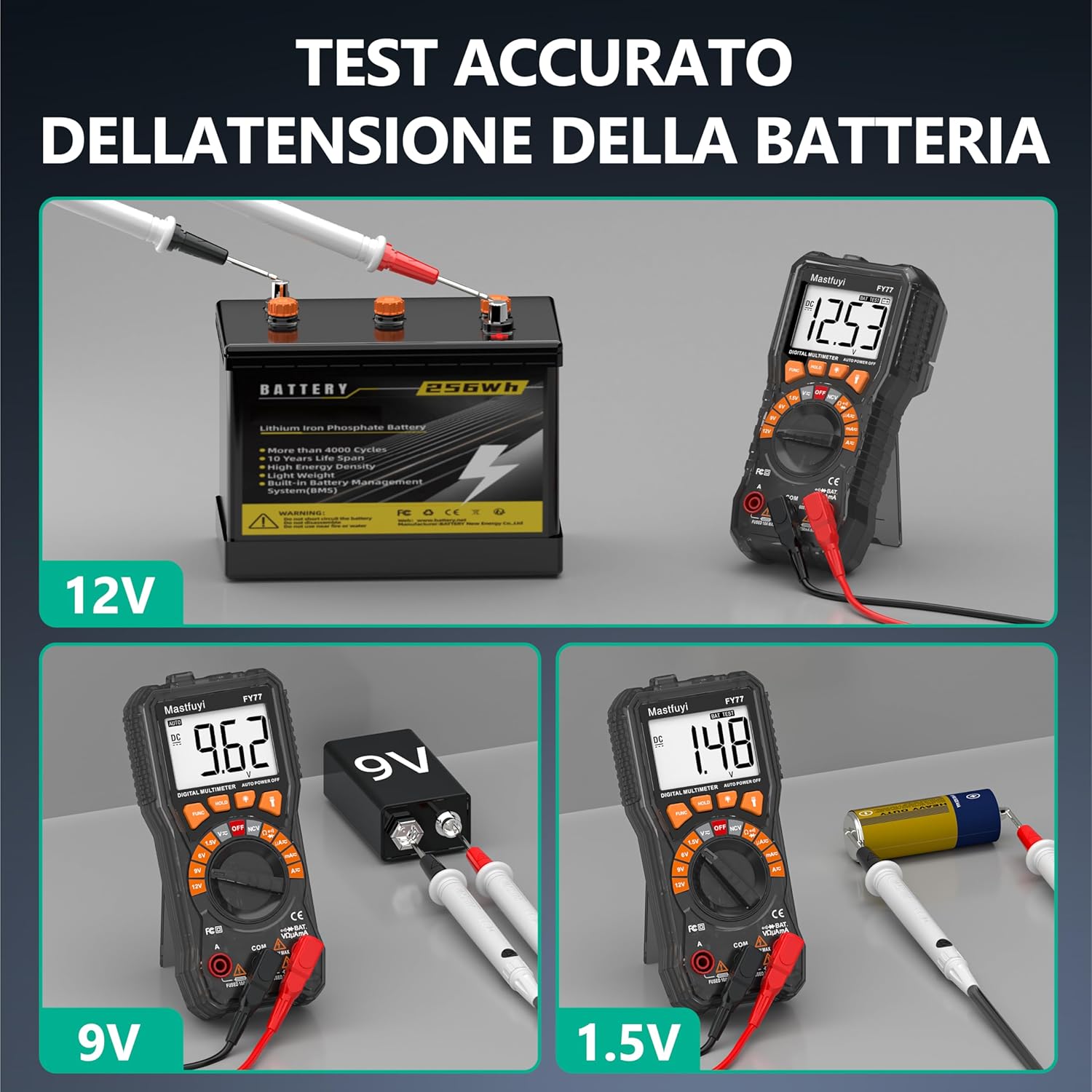 Thumbnail 5 de Multimetro Digitale Mastfuyi: tester multifunzione con NCV e test RMS 2000