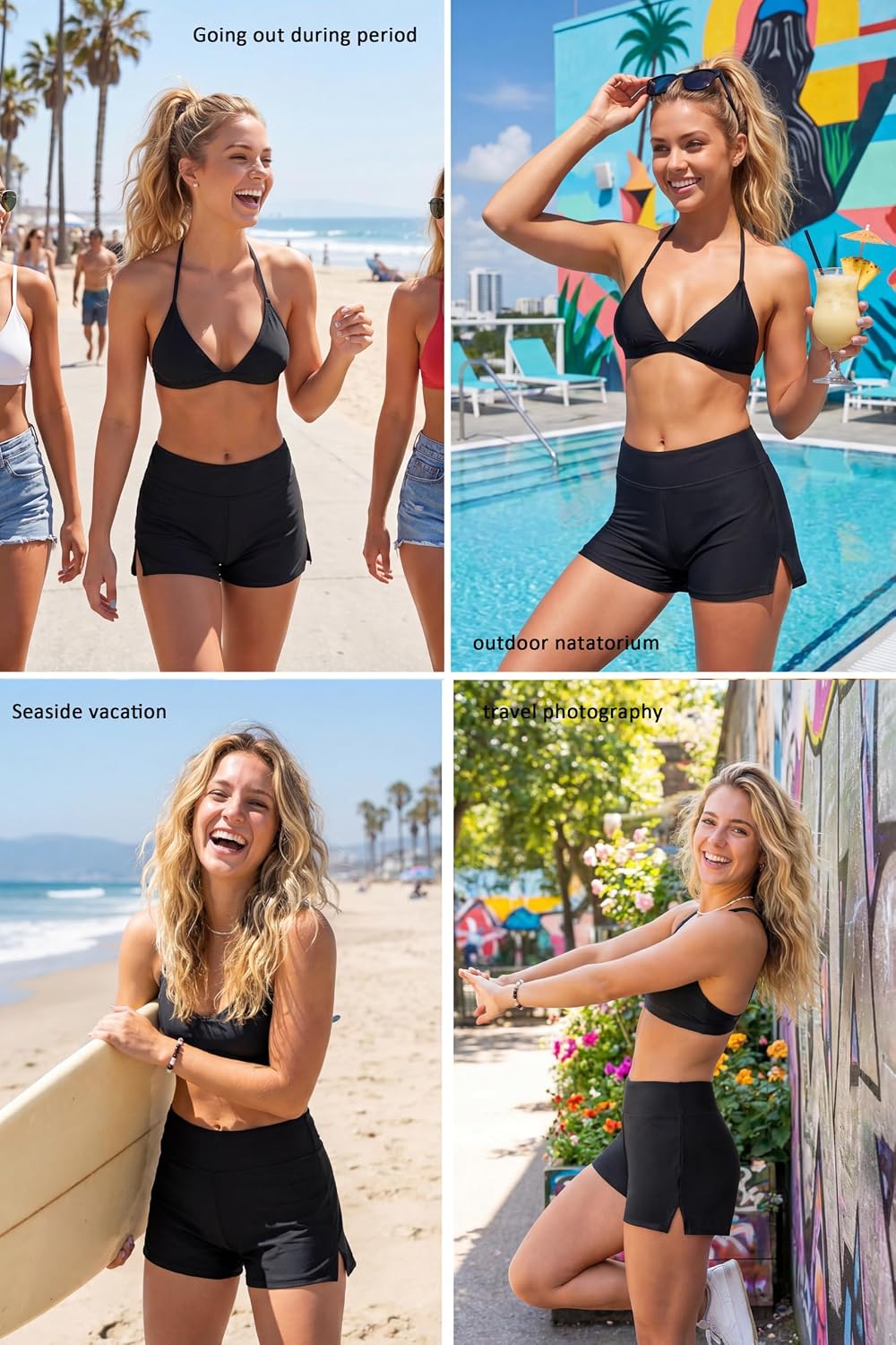 Detalle de Beautikini Period Swimwear Menstrual Leakproof Swim Shorts (3” High Waist) Quick-Dry Bathing Suit Bottoms