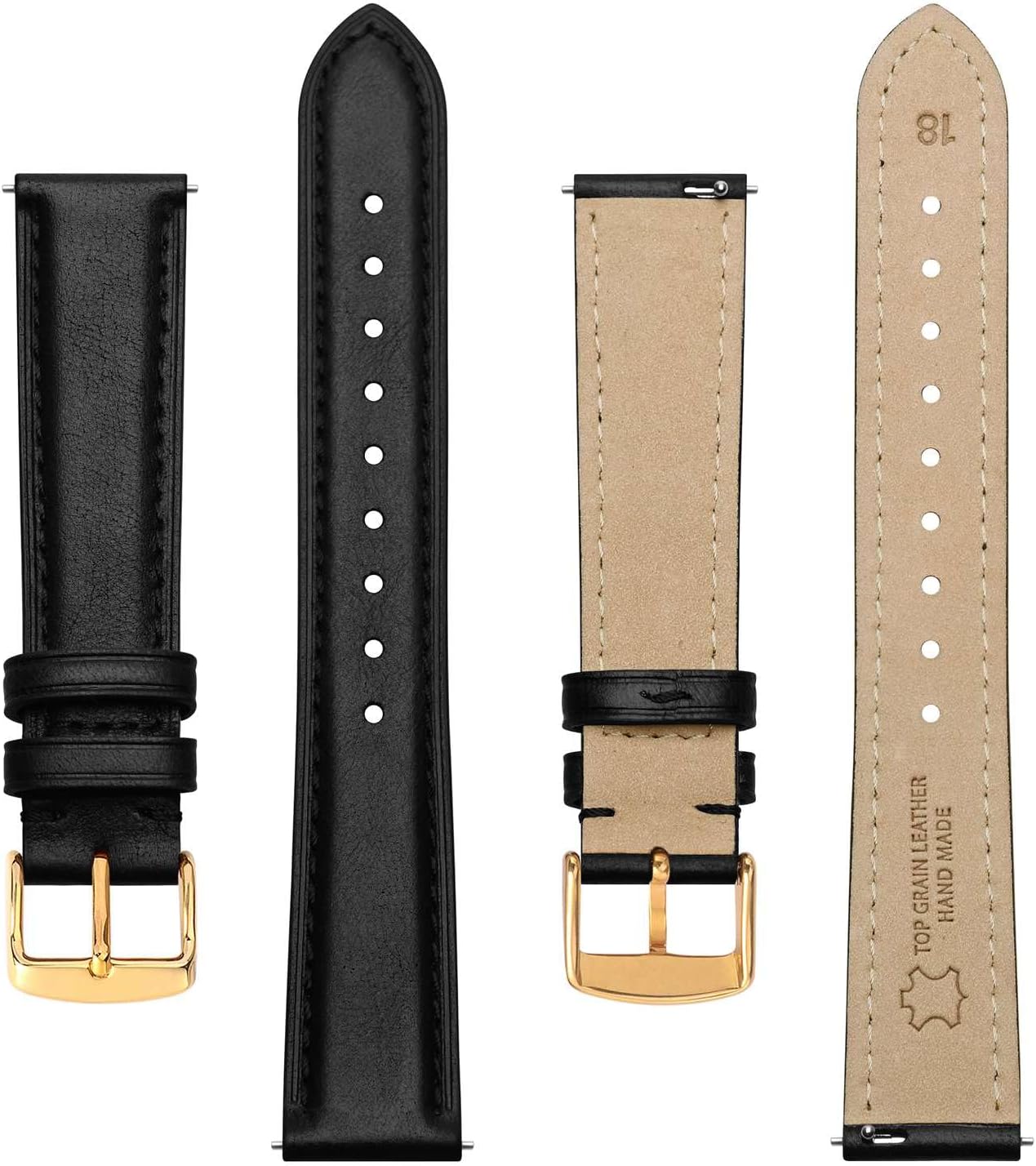 Detalle de Elegantes BISONSTRAP Leder-Uhrenarmband mit Schnellverschluss für 12–20 mm Bandanstoßbreite