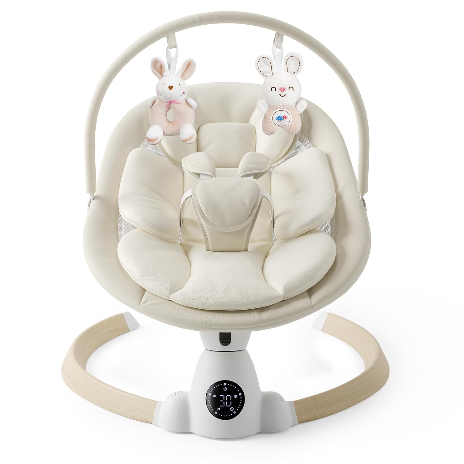 Detalle de Ansha Baby Portable Electric Infant Swing, Beige, Bluetooth and 5-Point Harness
