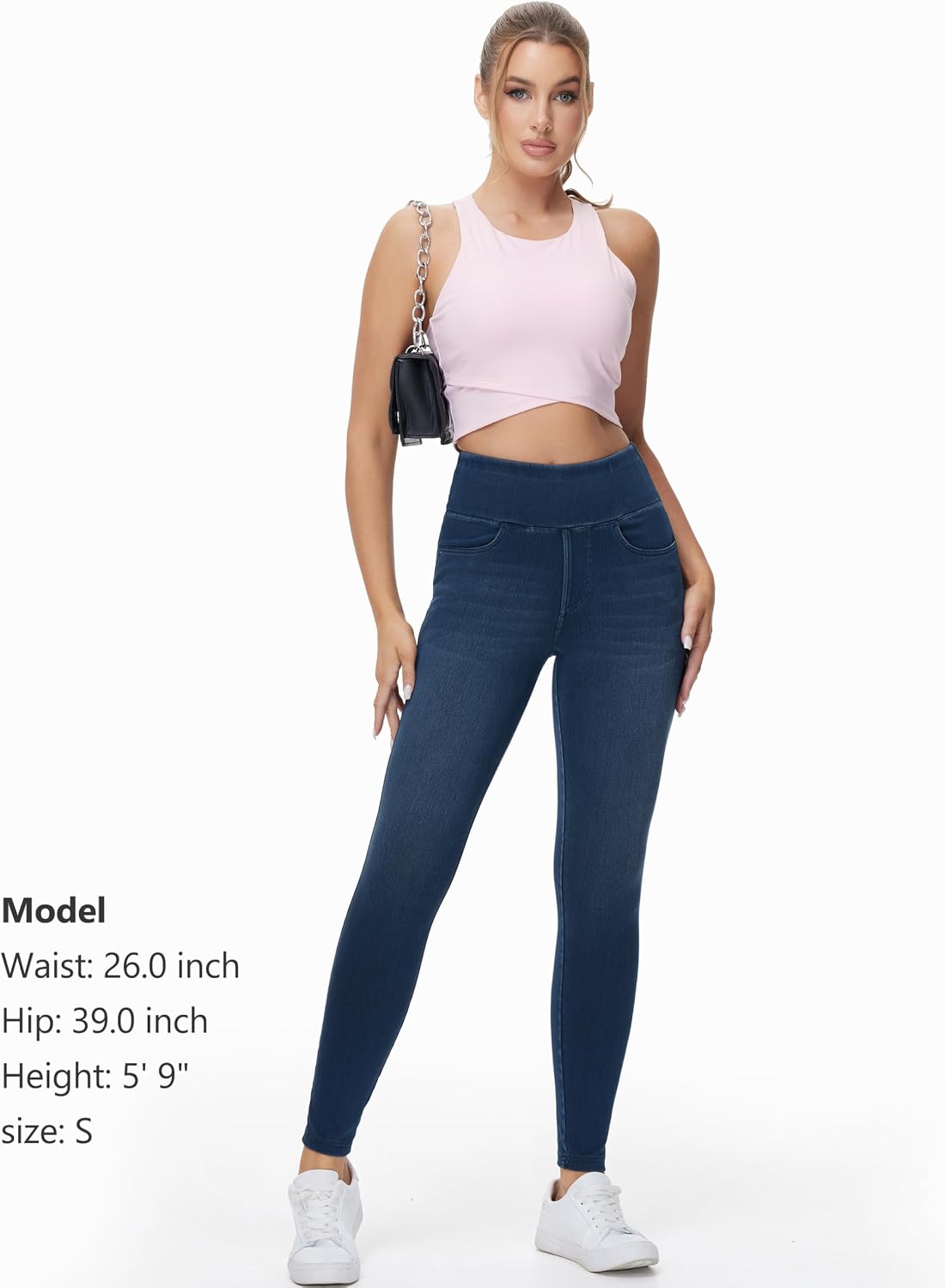 Thumbnail 5 de THE GYM PEOPLE Damen Jeggings Stretch High Waist Bauchkontrolle mit Taschen – Skinny Jeans-Leggings