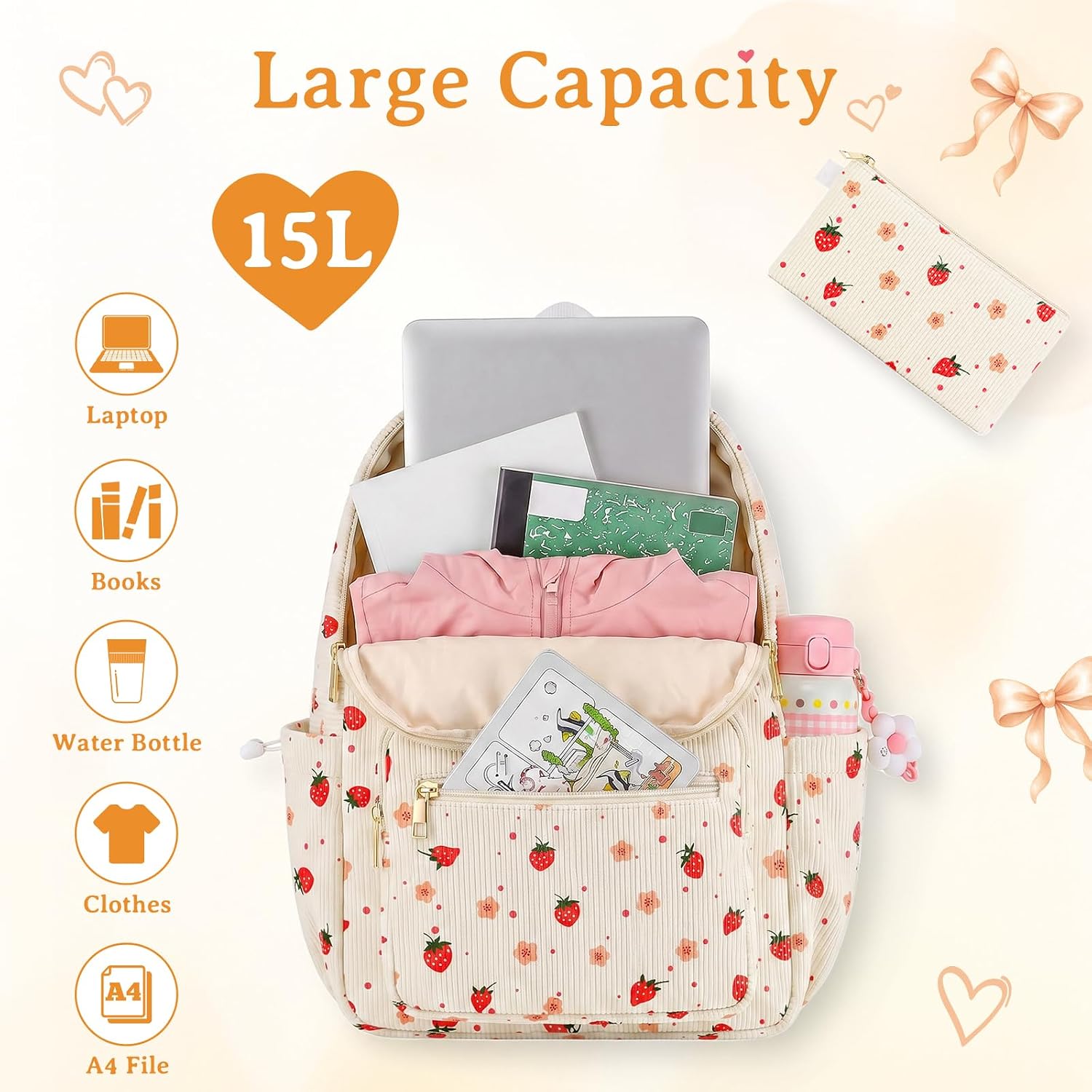 Detalle de Corduroy Girls Backpack Set