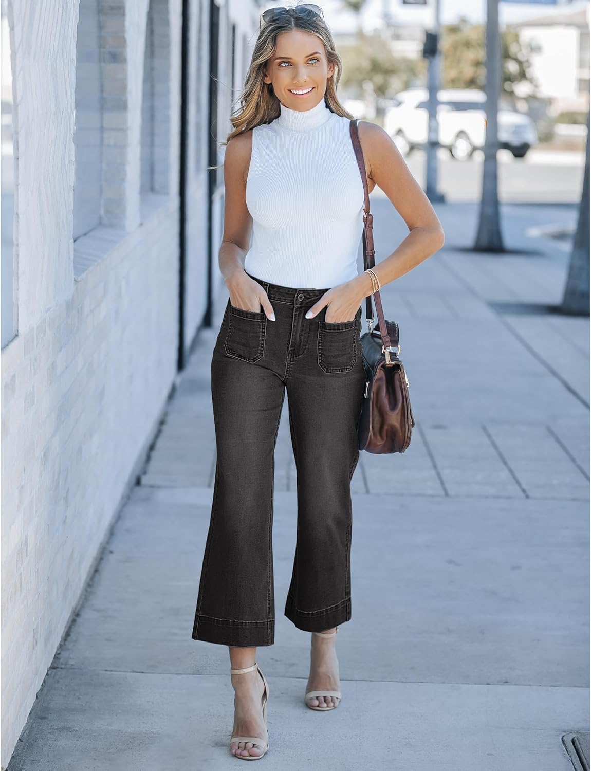 Thumbnail 5 de luvamia High-Wwaist Wide-Leg Jeans for Women with Patch Pockets