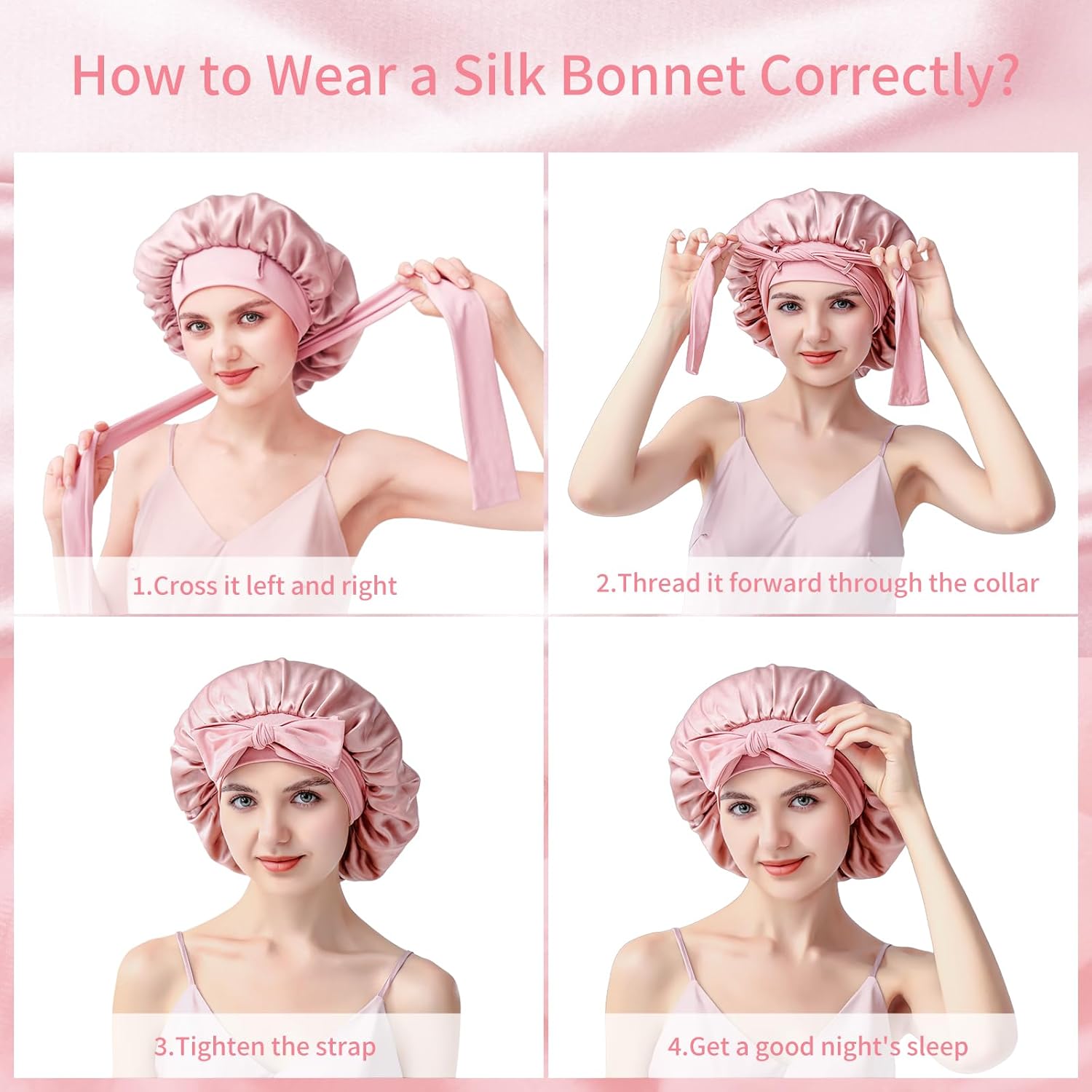 Thumbnail 6 de Silmana Silk Bonnet for Sleeping Women – 22 Momme 100% Mulberry Silk, double-layer wrap
