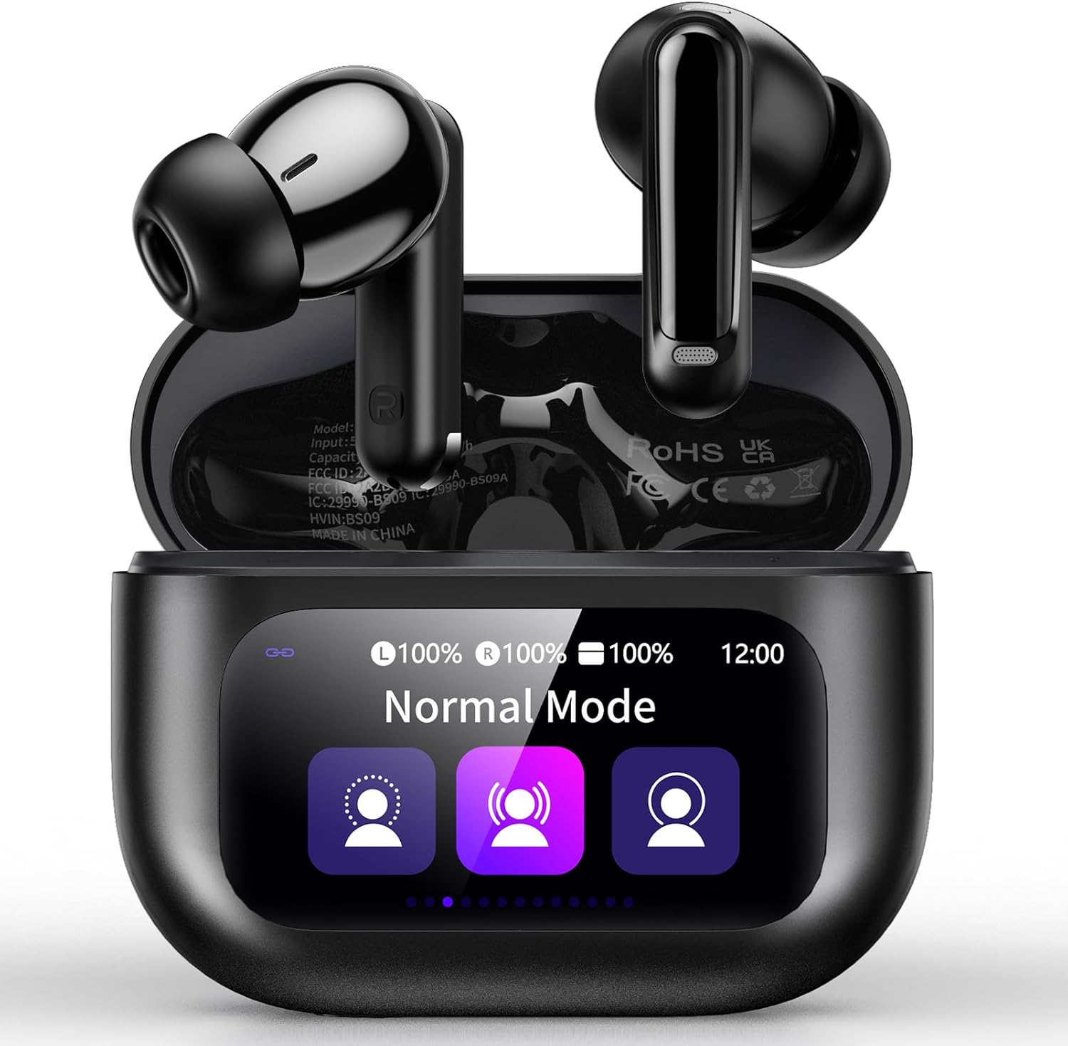 Detalle de 2026 Wireless Earbuds with ANC, Transparency Mode and Touchscreen Charging Case