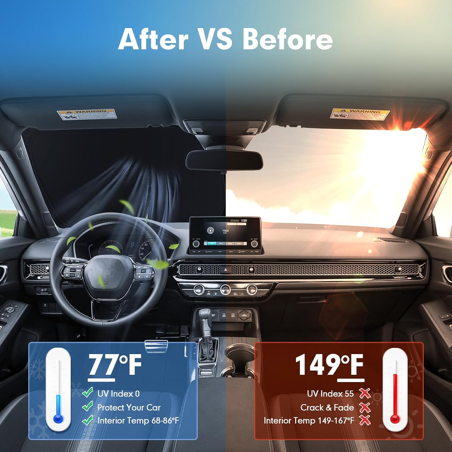 Detalle de Mixsuper Windshield Sun Shade for Honda Civic