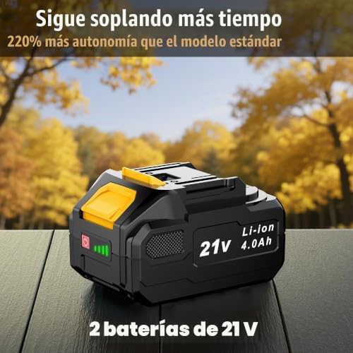 Detalle de JYGMPRO Soplador de Hojas Batería 21V con 2 Baterías de 4,0 Ah