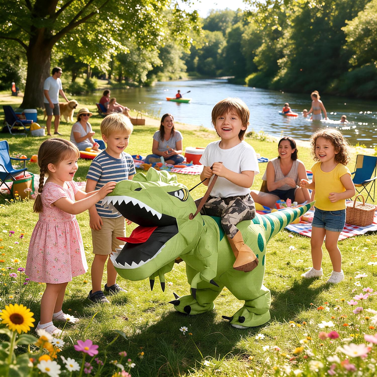 Thumbnail 6 de Inflatable T-Rex Costume for Kids, Fan-Powered Polyester Halloween Suit