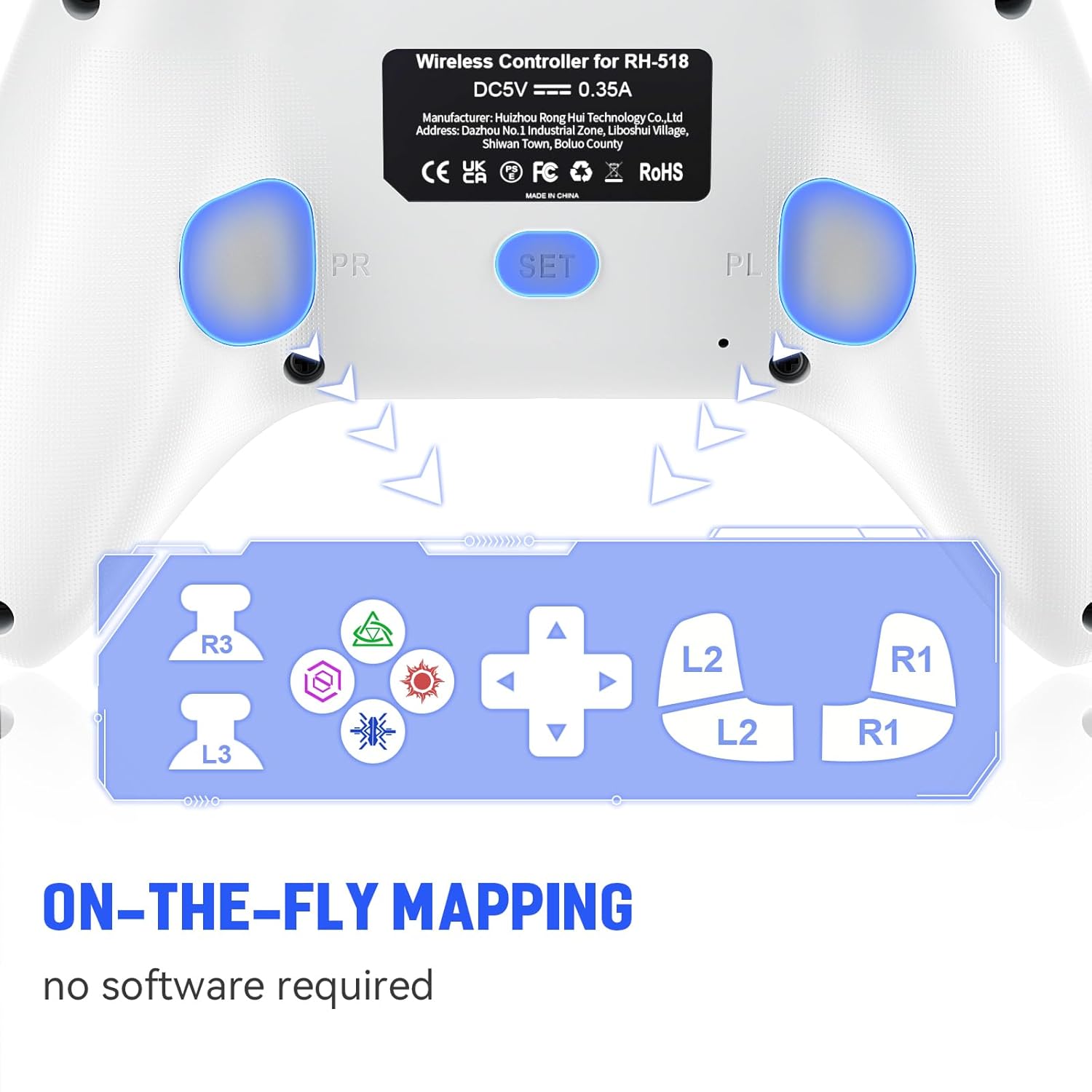 Detalle de GGiking Wired Controller für PS5/Pro/Slim/PS4/PC – kabelgebundener Gamepad mit Macro, Dual Vibration, 6-Achsen-Sensor, Touchpad und Turbo-Funktion