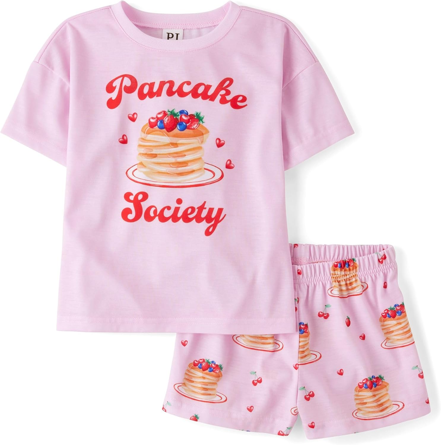 Detalle de The Children's Place Girls' Sleeve Top & Shorts 2-Piece Pajama Set
