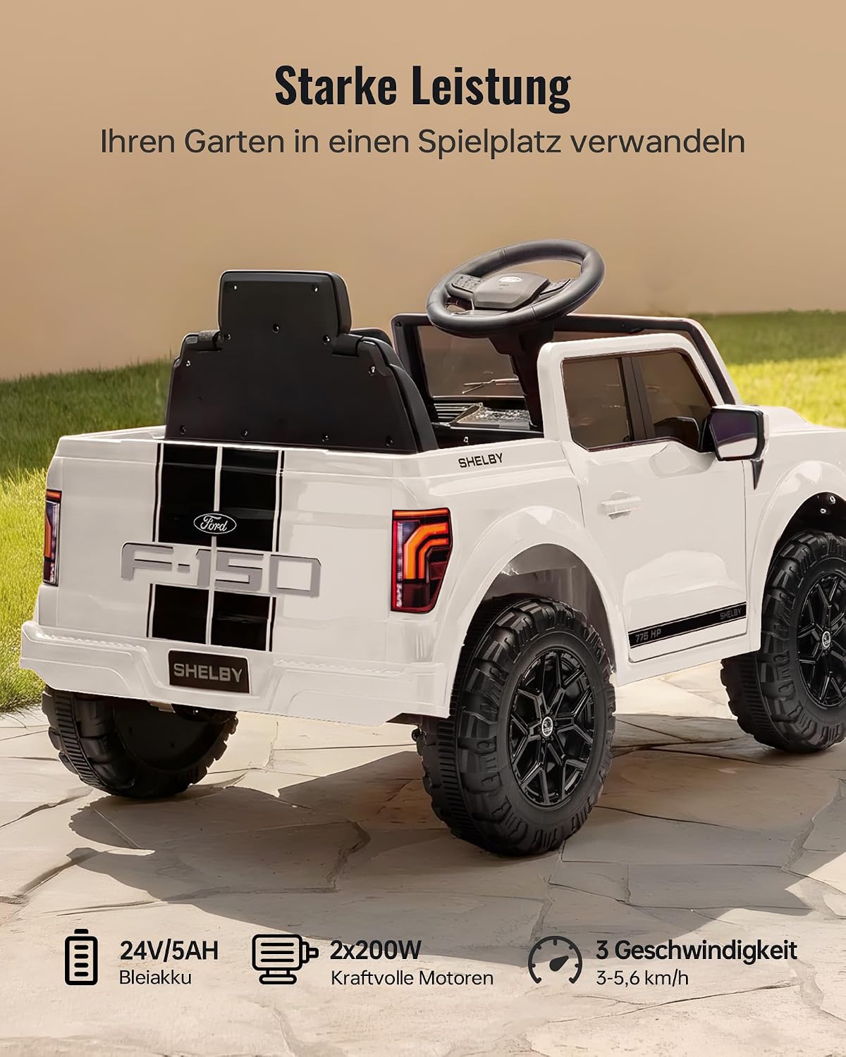 Thumbnail 3 de Outfunny Ford Shelby F-150 Kinder-Elektroauto (12V) mit Fernbedienung, ab 3 Jahren – Weiß
