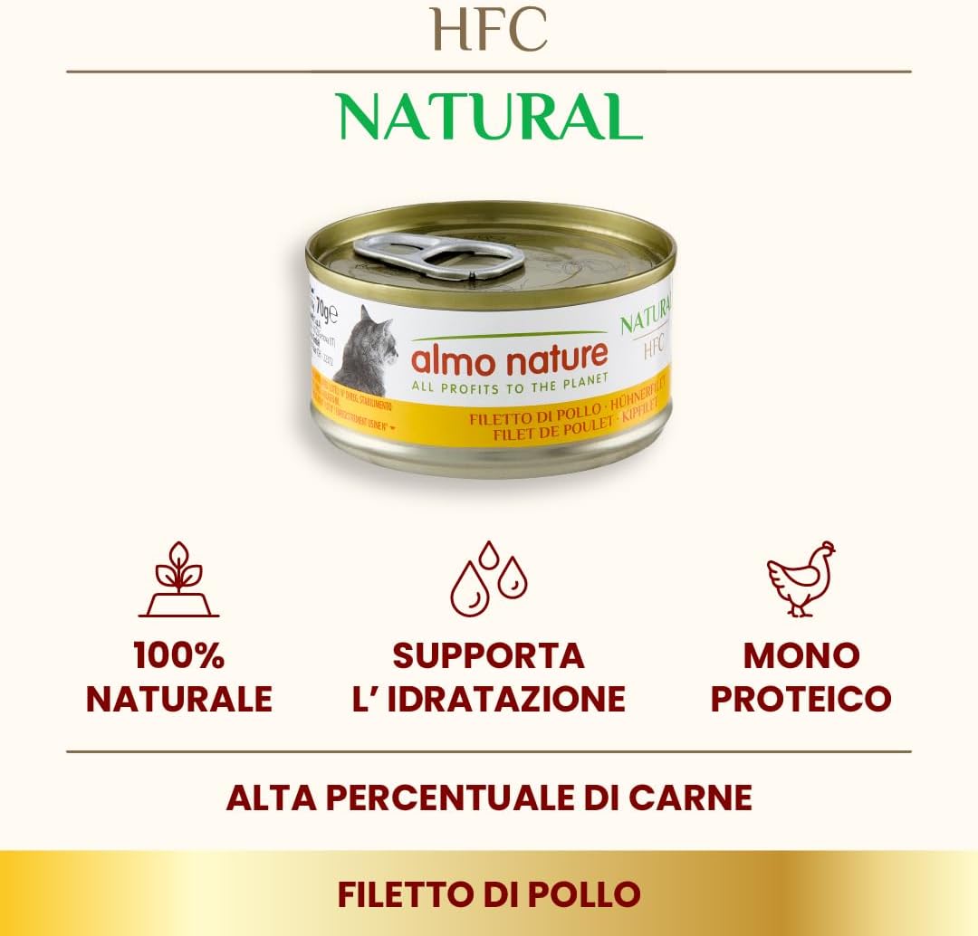 Thumbnail 1 de Almo Nature HFC Natural Filetto di Pollo Human Grade, alimento umido monoproteico per gatti (70 g, confezione da 24)