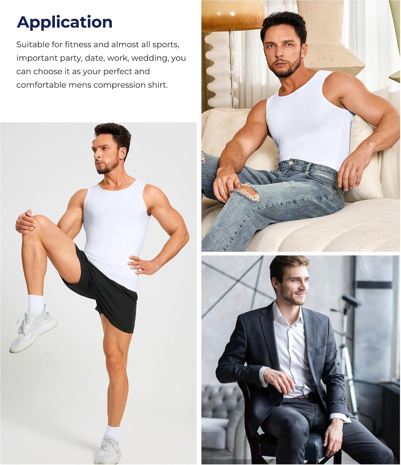 Detalle 2 de Junlan Men Compression Shirt Vest 2 Pack