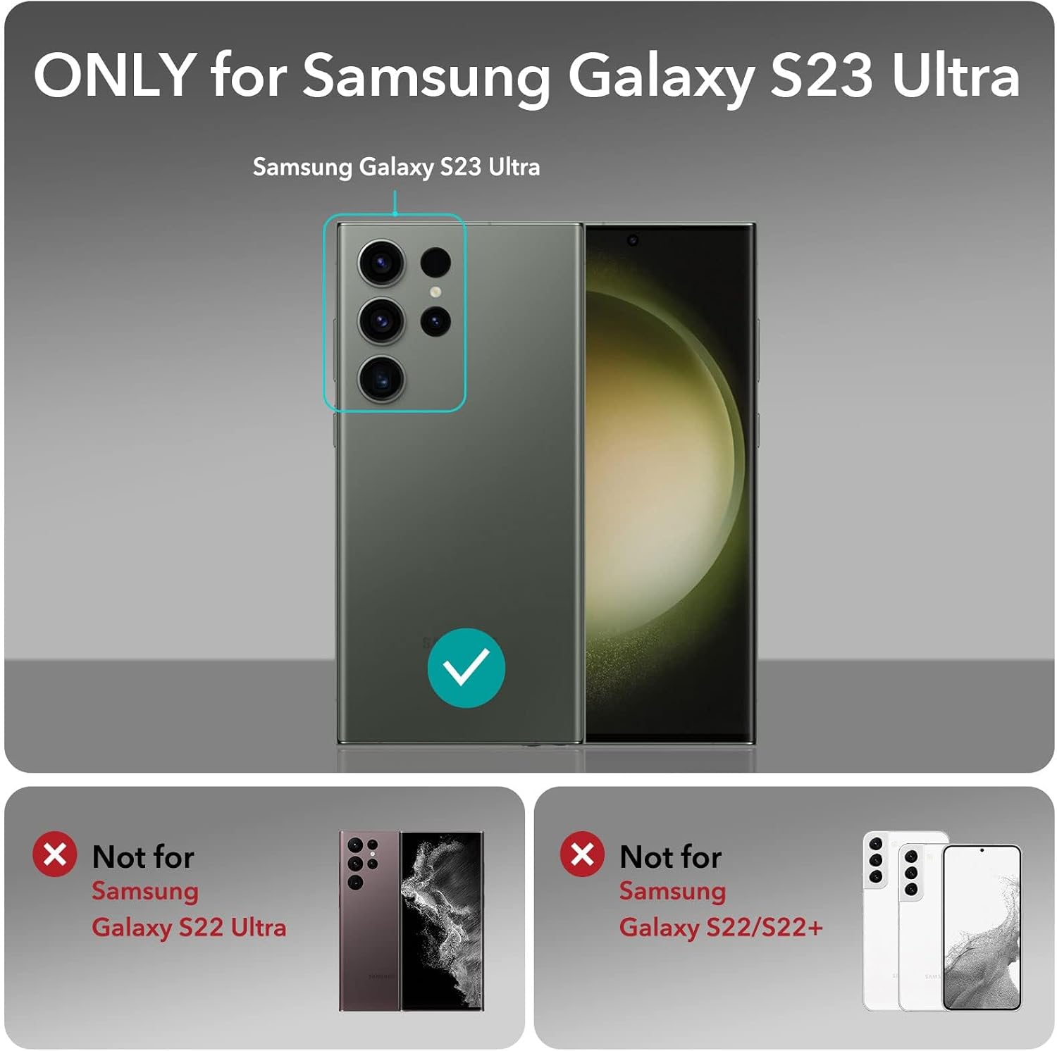 Detalle 2 de ESR Galaxy S23 Ultra Camera Lens Protector, 9H Tempered Glass, Black