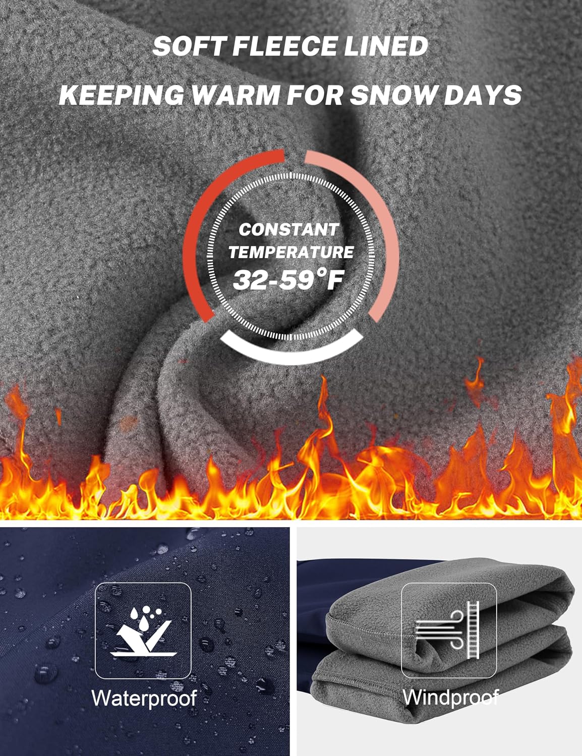Thumbnail 4 de MoFiz Women's Fleece-Lined Waterproof Snow Pants with Drawstring Waist