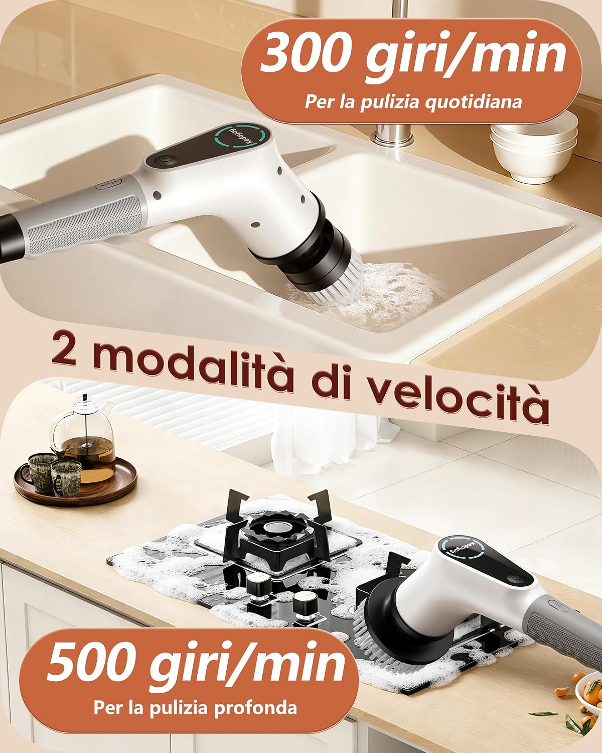Detalle de Spazzola rotante pulizia casa 2025, 3000 mAh