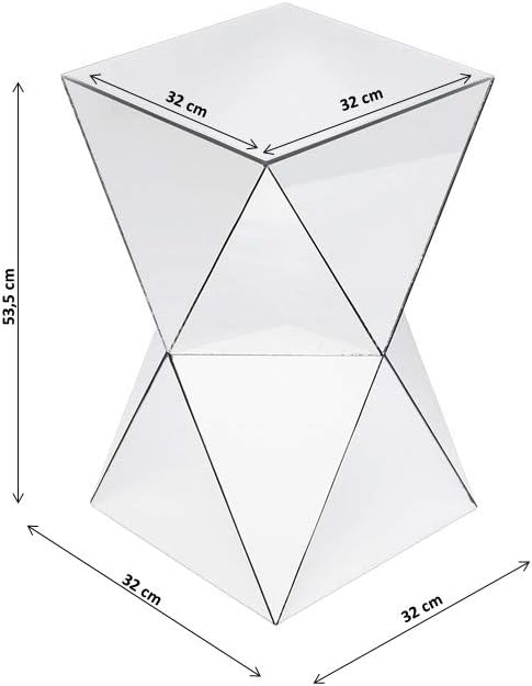 Detalle de Tavolino Luxury Triangle Kare Design – Argento, Specchio, 53,5×32×32 cm