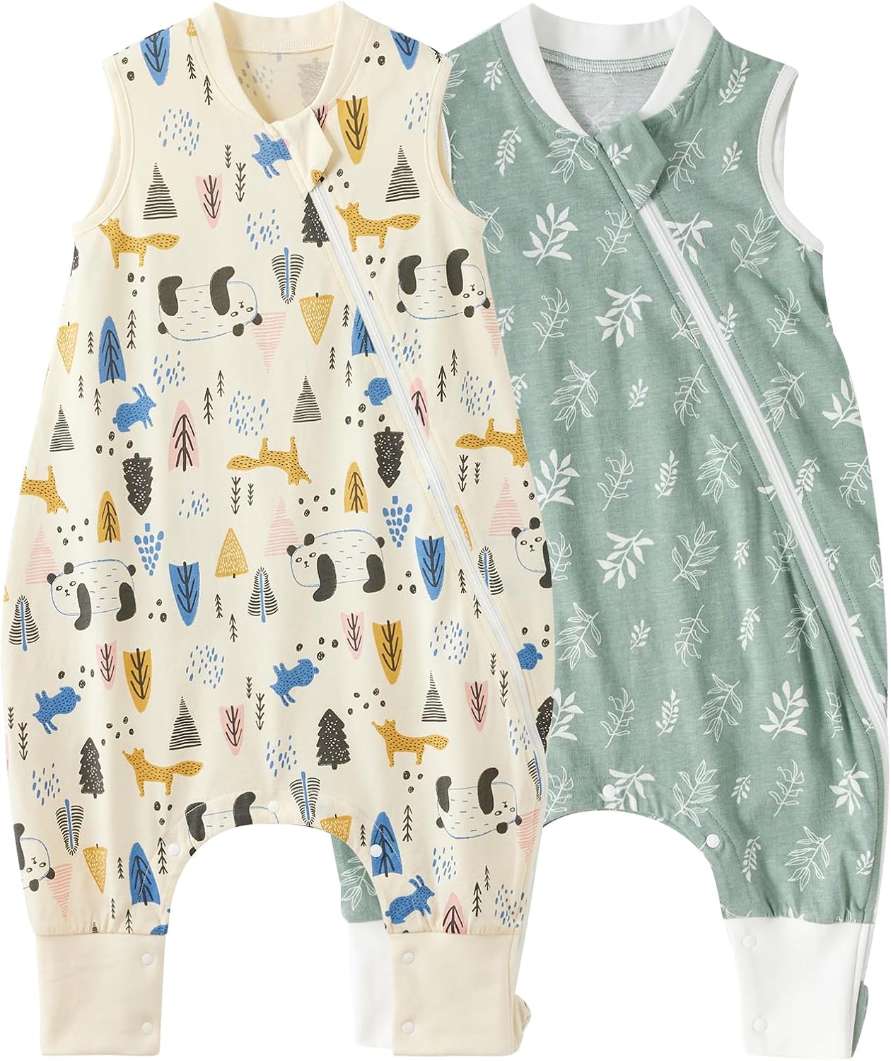 Detalle de Duomiaomiao Sacco nanna 2 pezzi a pelo con piedi, 0,5 Tog, cotone leggero, per bambini 1–2 anni