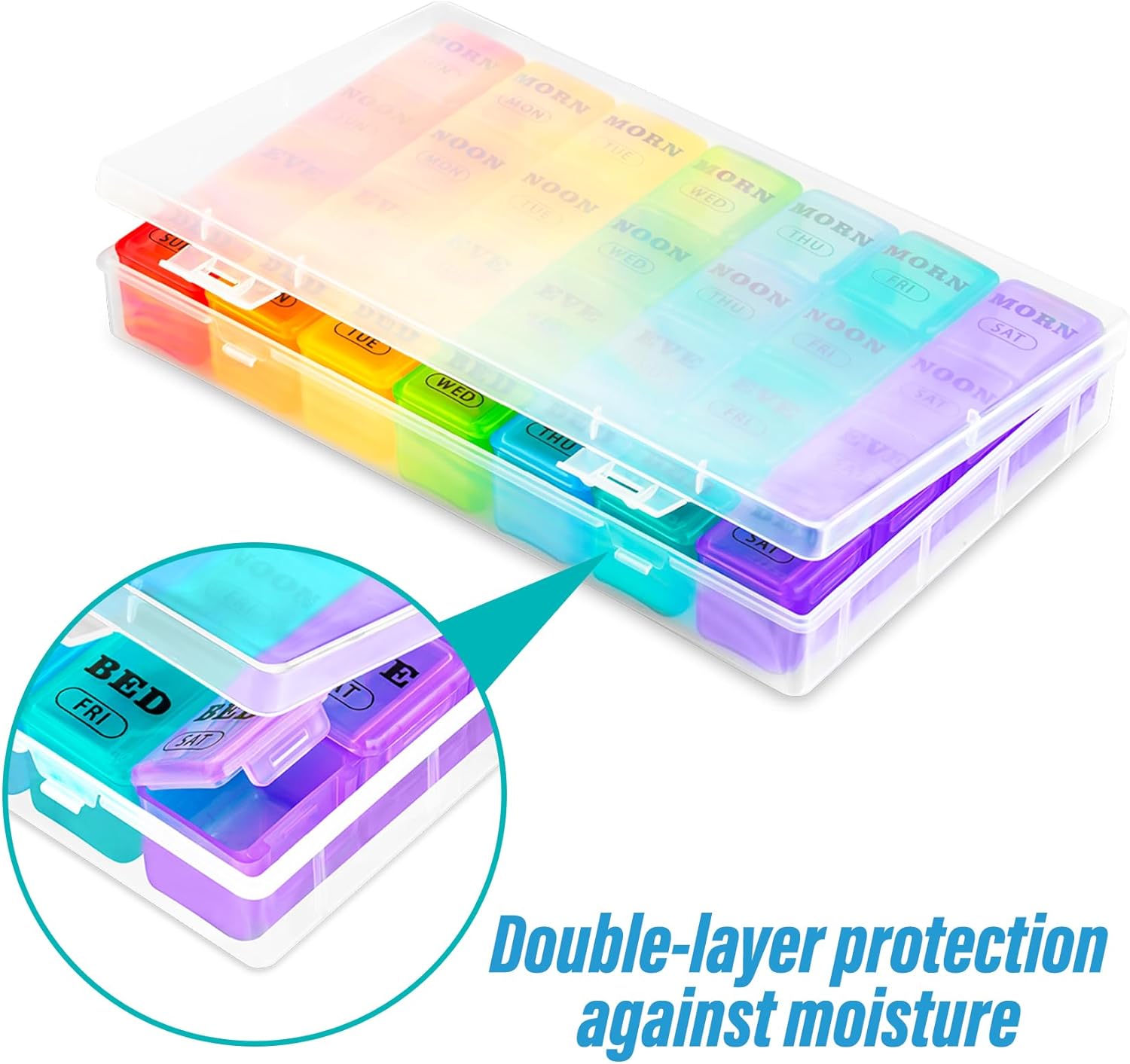 Thumbnail 4 de Yaklim Pill Boxes 7 Day 4 Times a Day: Extra Large Weekly Tablet Organiser with 28 Compartments