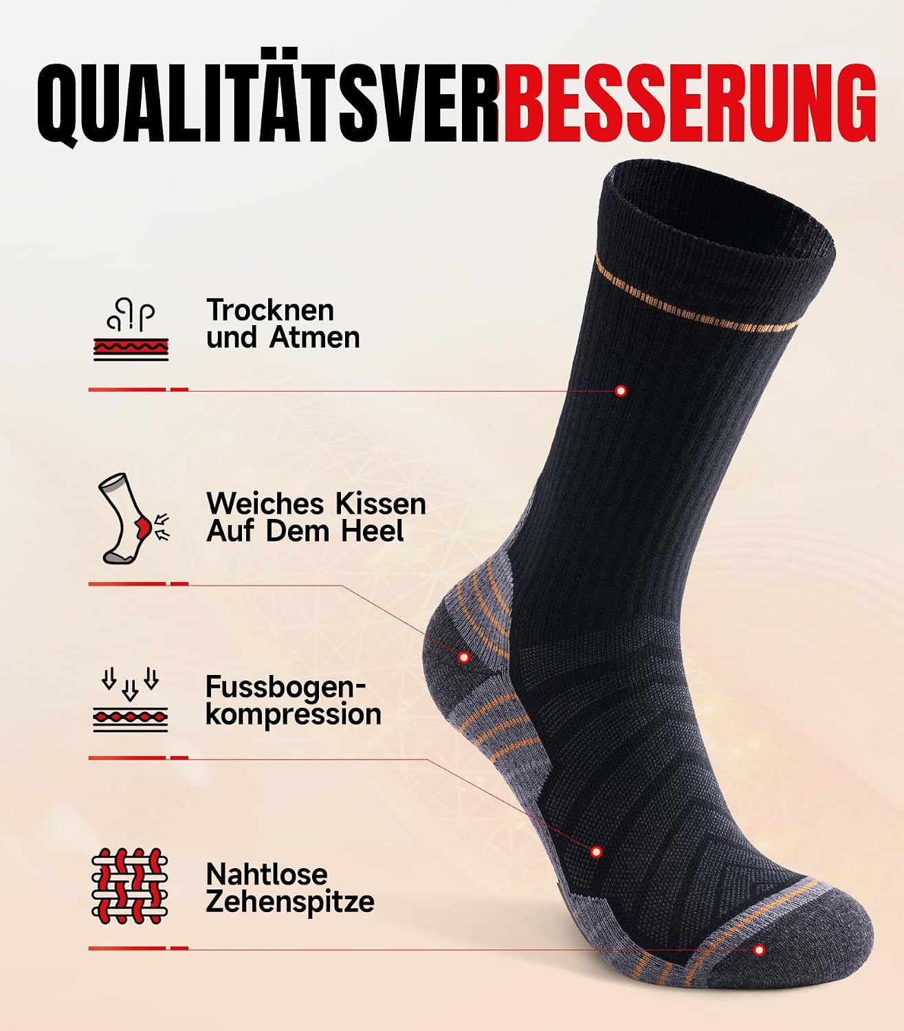 Detalle de PULIOU Lot de 3 paires de chaussettes thermiques en laine mérinos — confort chaud pour homme et femme