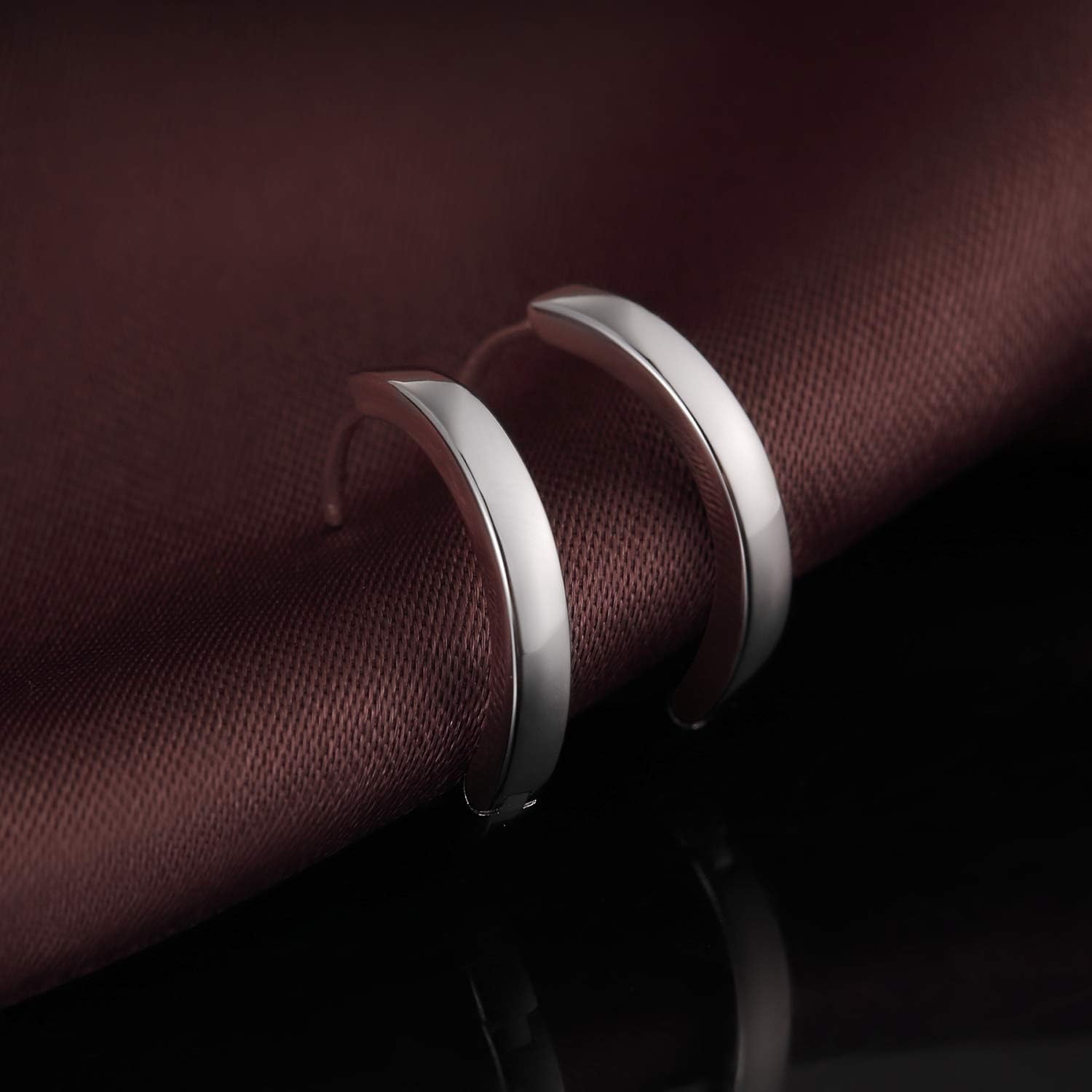 Thumbnail 5 de jiamiaoi Weißgold-plattierte Creolen aus 925 Sterling Silber, große Damen-Ohrringe (Nickelfrei) – je nach Größe 30/40/50 mm