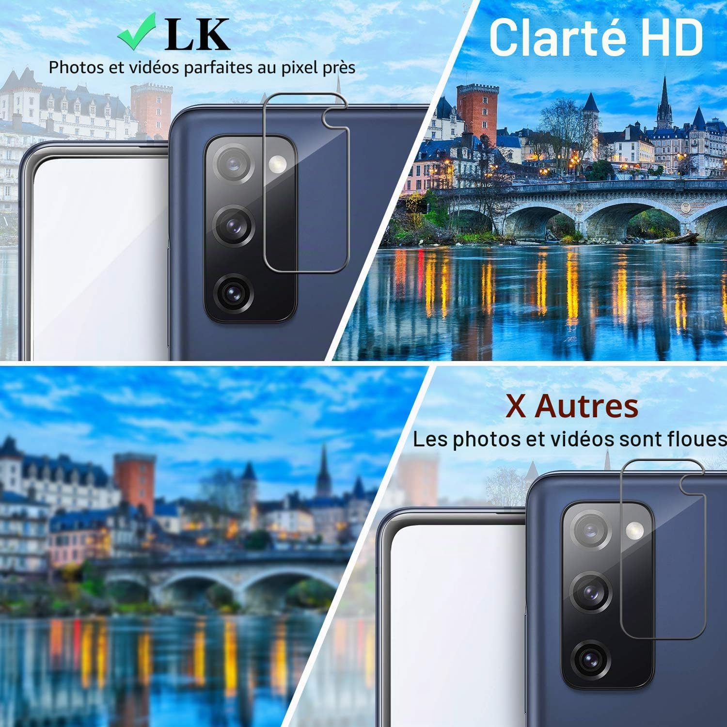 Thumbnail 6 de LK 3+3 Verre Trempé Compatible Samsung Galaxy S20 FE – 3 protections écran et 3 protecteurs caméra avec cadre d’installation