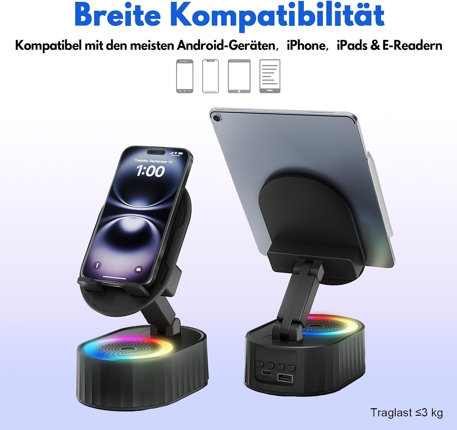 Thumbnail 5 de Bluetooth Lautsprecher mit Handyständer 4–13 Zoll