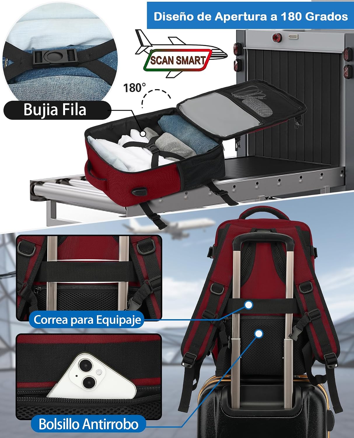 Detalle de KLOSTAIN Mochila Viaje Cabina 20L 40x20x25