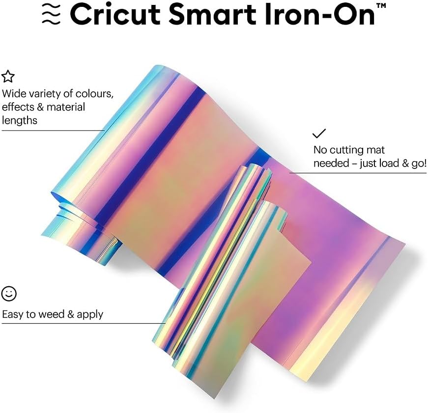 Thumbnail 3 de Cricut 2008681 Smart Iron-On Heat-Transfer Vinyl – holographic blau, 33 cm × 2,7 m (9 ft) – 1 Blatt