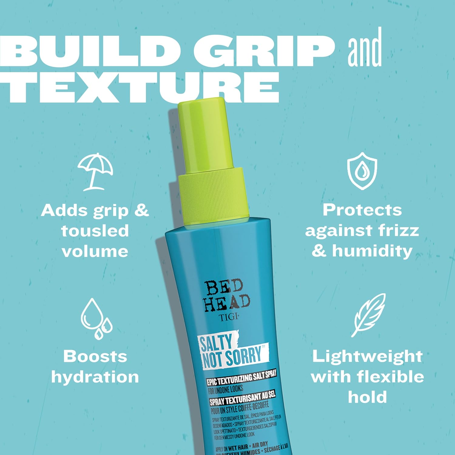 Detalle de Bed Head by TIGI Salty Not Sorry Hair Texturising Salt Spray – spray salin pour un effet plage naturel