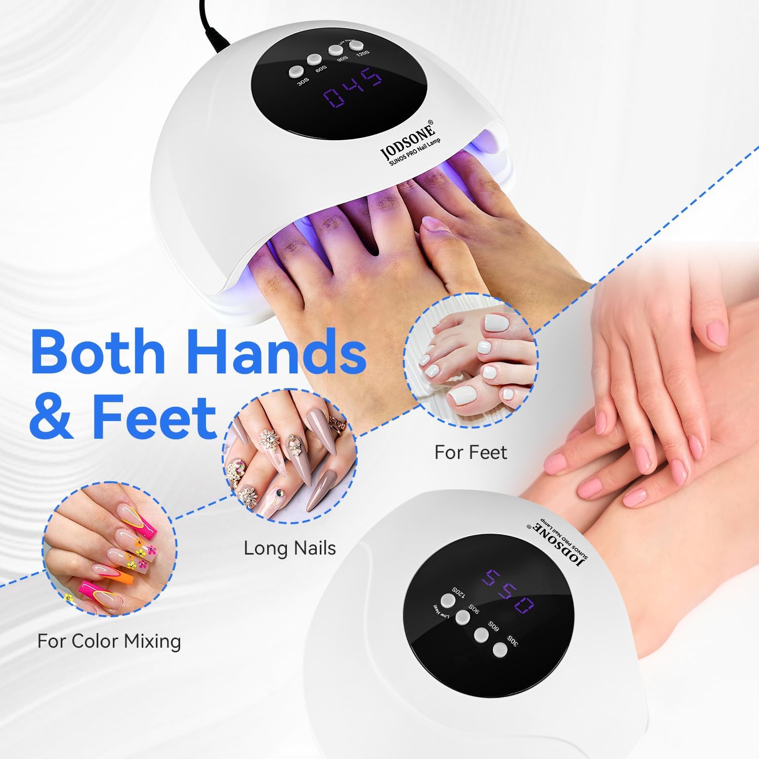 Thumbnail 5 de JODSONE Lampada UV per unghie portatile con sensore automatico e 4 timer (bianco)
