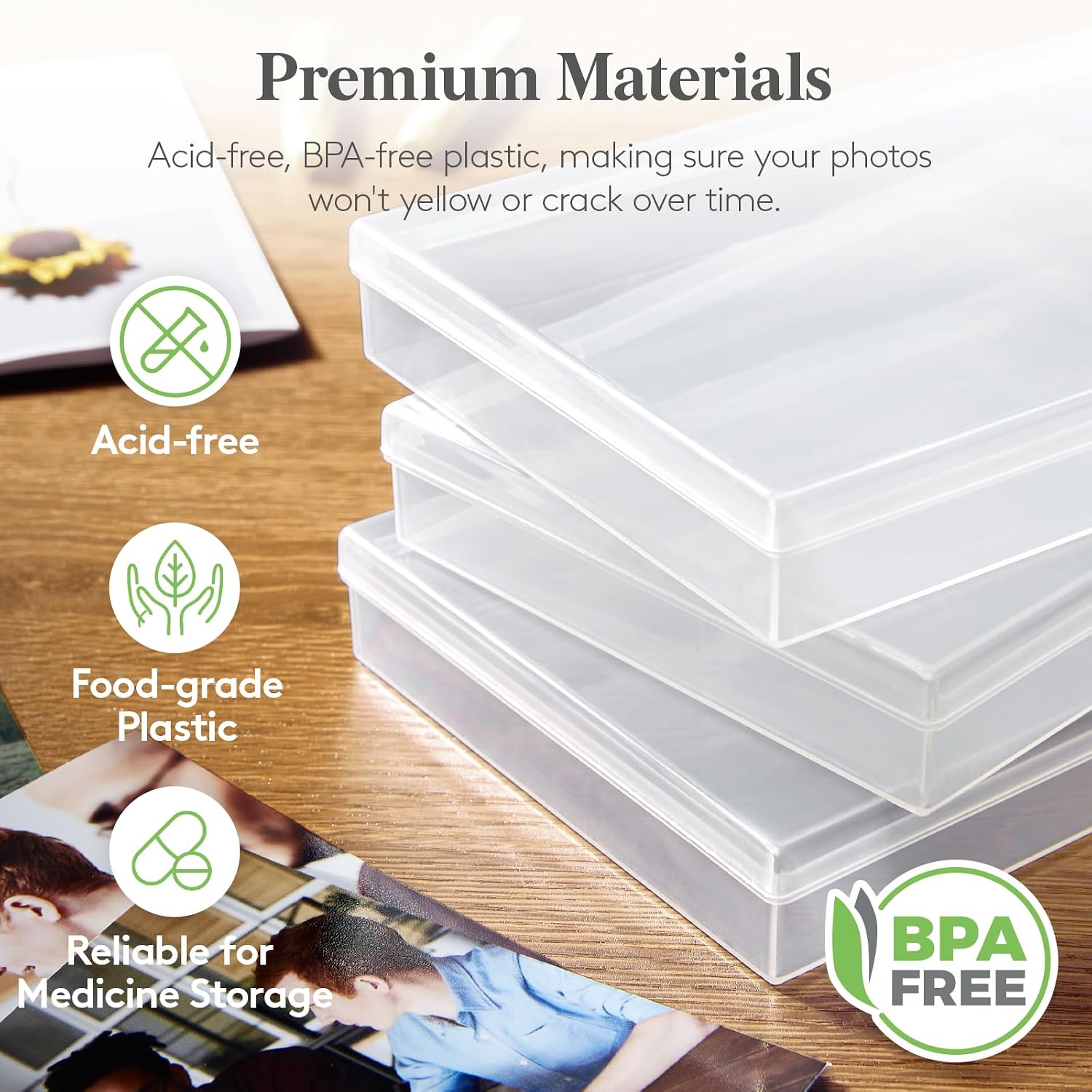 Detalle de Lifewit 16 Pcs Photo Storage Box – Acid-Free, Large Capacity, Stackable with Labels