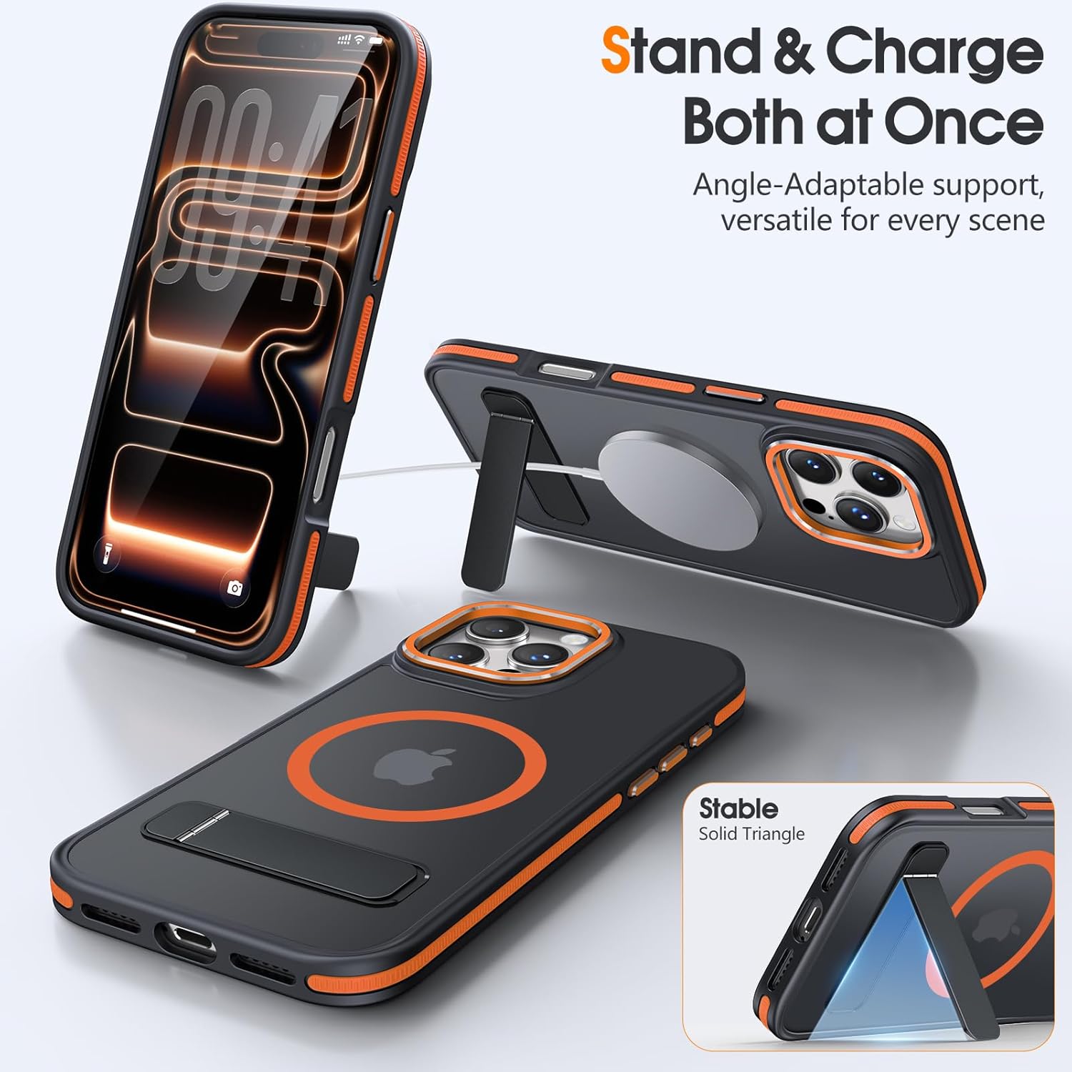 Thumbnail 2 de Misscase Case for iPhone 16 Pro Max with Stand — MagSafe Compatible, Military-Grade Protection in Orange