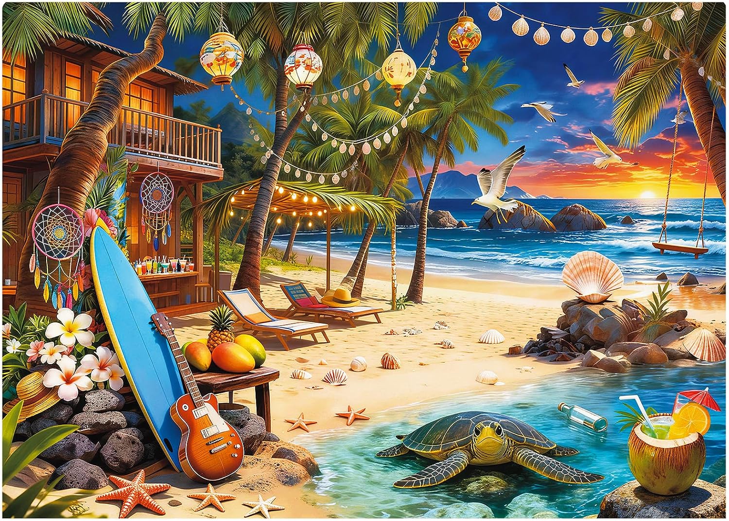 Detalle de Beach House Puzzles for Adults: 1000-Piece Beach Sunset Jigsaw
