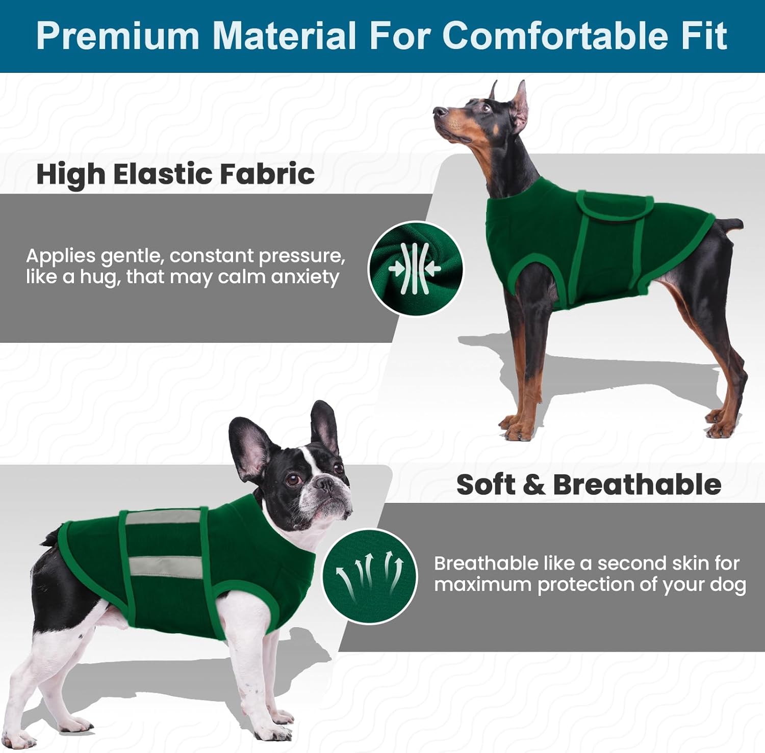 Detalle de Katzinst Dog Anxiety Vest: Lightweight Calming Coat for Small to Medium Dogs (Green)