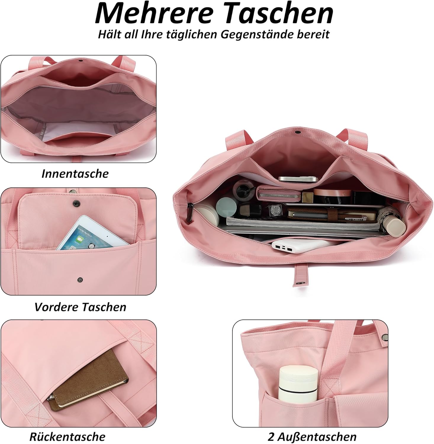 Thumbnail 4 de TANTOMI Handtasche für Damen – geräumige Strand-/Arbeits-/Sporttasche mit Laptop-Platz