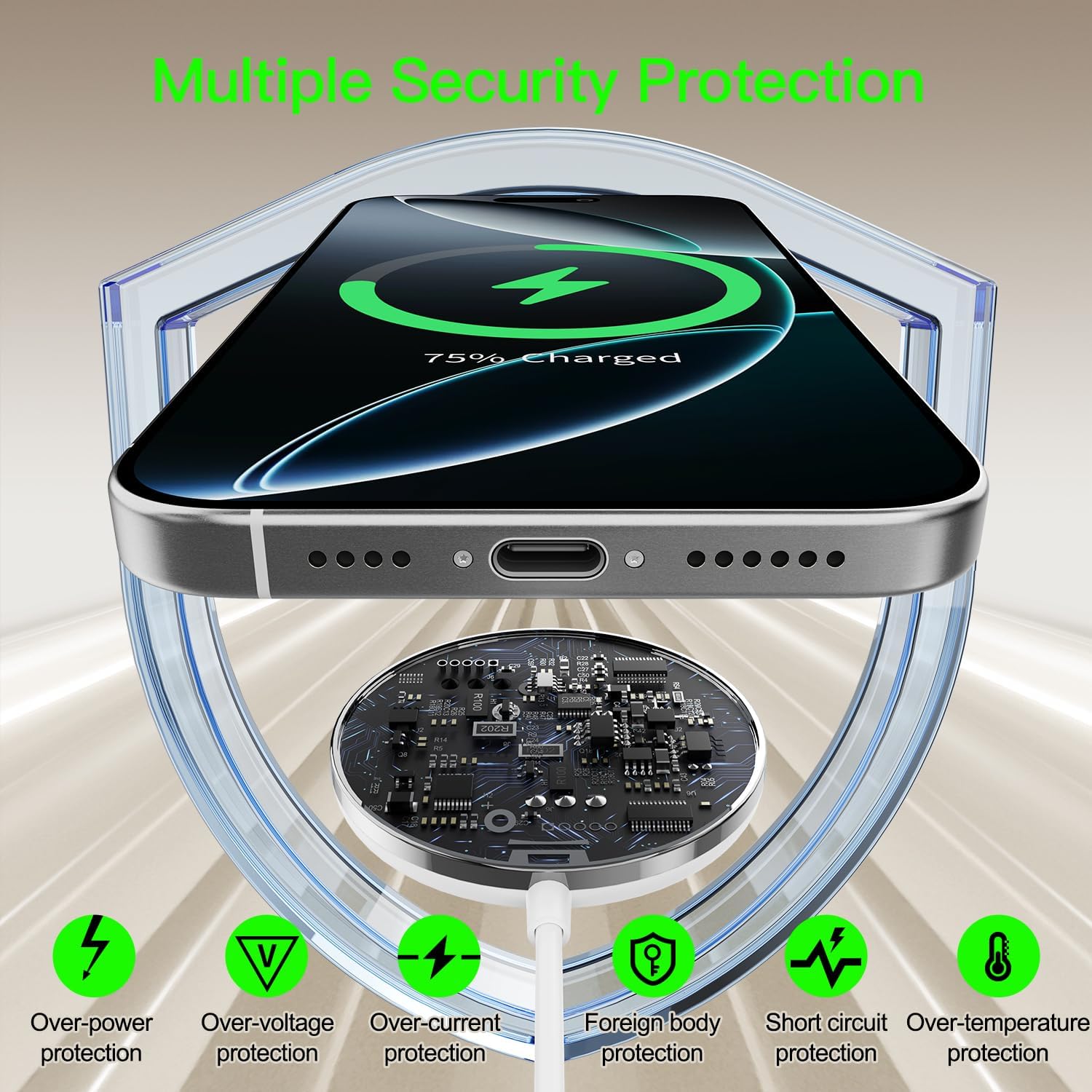 Thumbnail 5 de New 15W MagSafe Magnetic Wireless Charging Pad (2-Pack, Ultra-Thin Portable) with PD 20W Block
