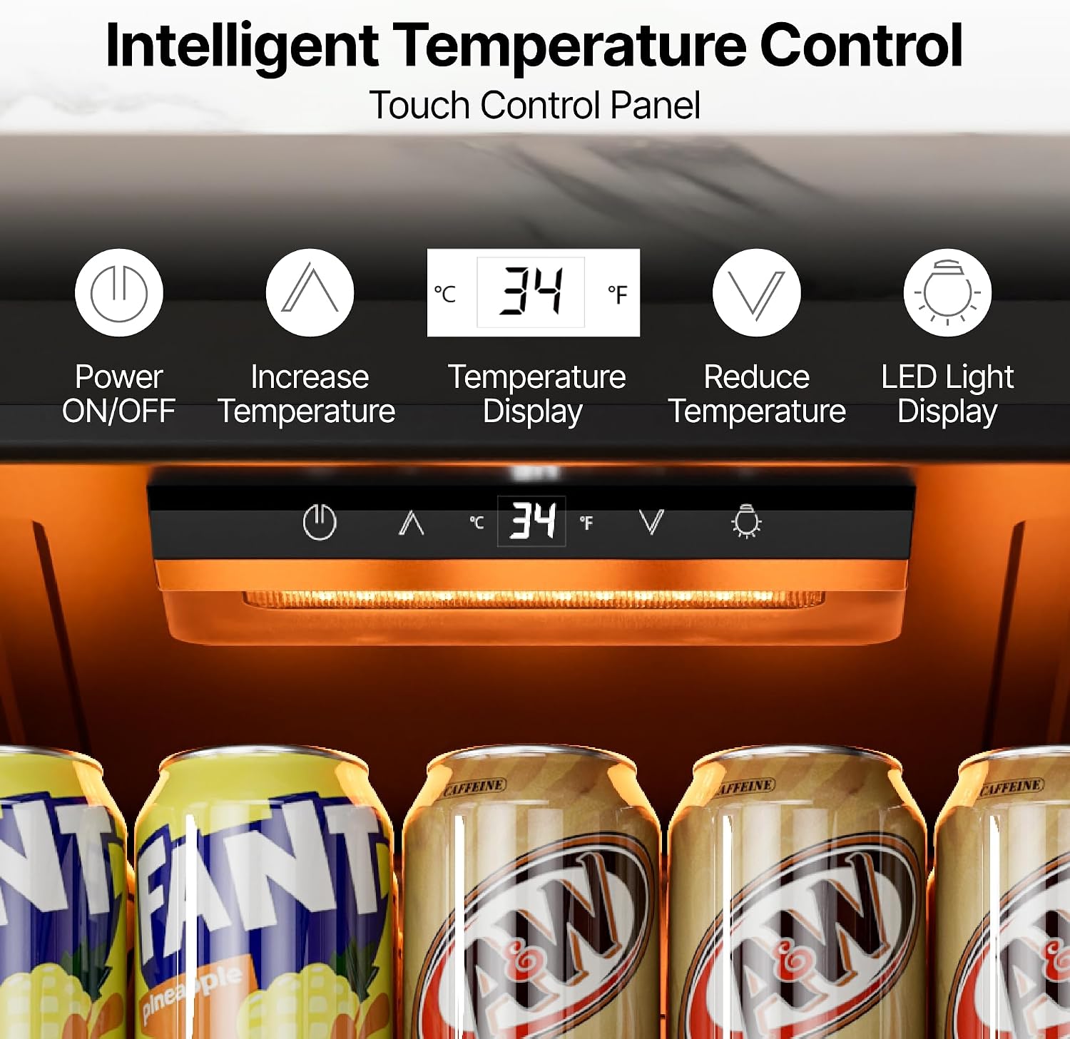 Detalle 2 de Ca'Lefort 85-Can Beverage Refrigerator with Reversible Glass Door and LED Lighting