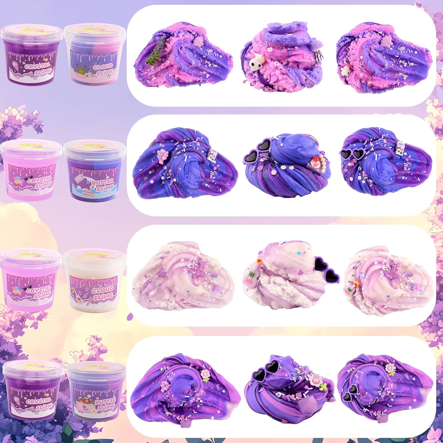 Thumbnail 3 de 6 Pack Slime Kit, Purple Dream Slime Kids: Cloud Butter, Clear Slime & Accessories for Creative Play