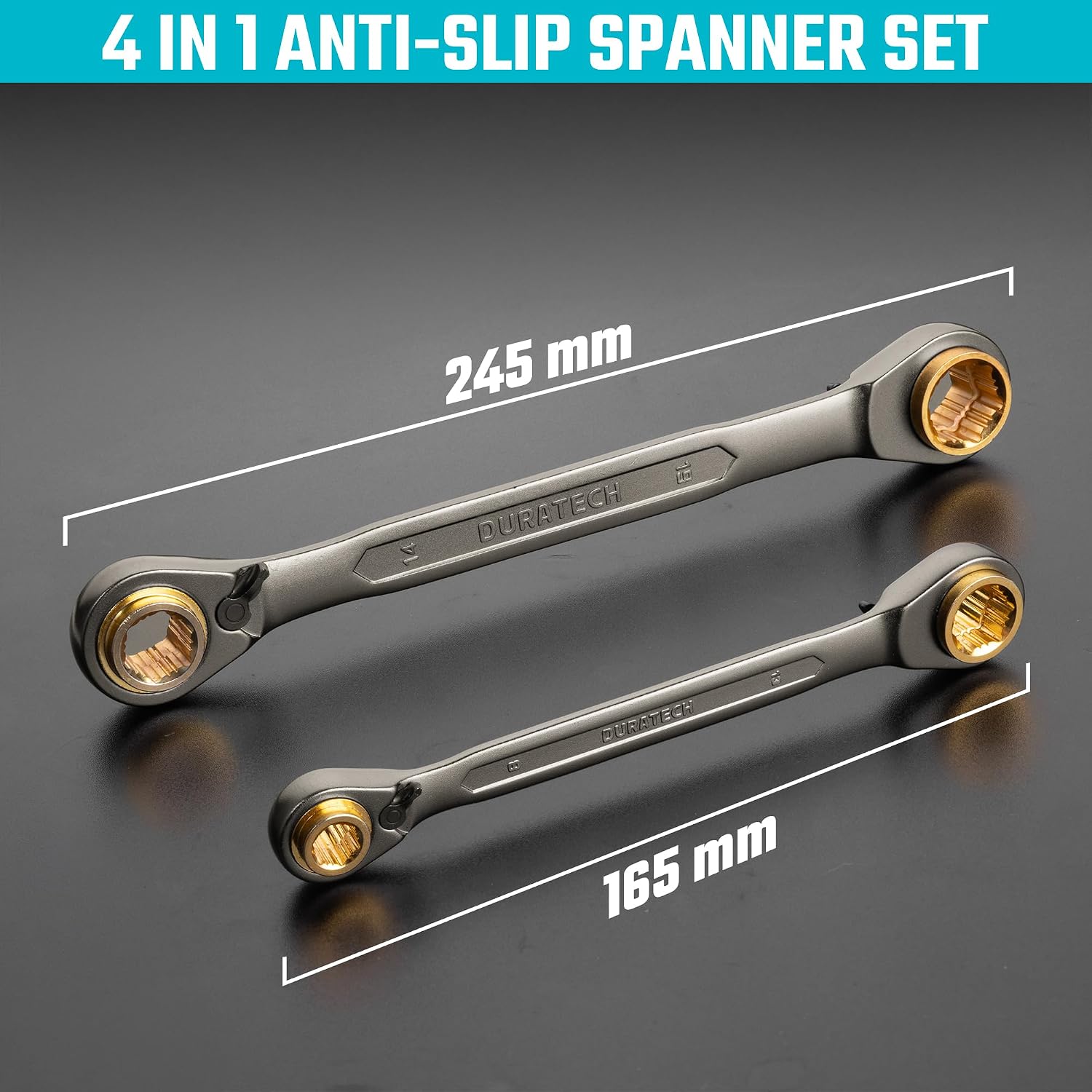 Thumbnail 6 de DURATECH 4-in-1 Reversible Ratchet Spanner Set, 8–19 mm, 72-Tooth, 2-Piece