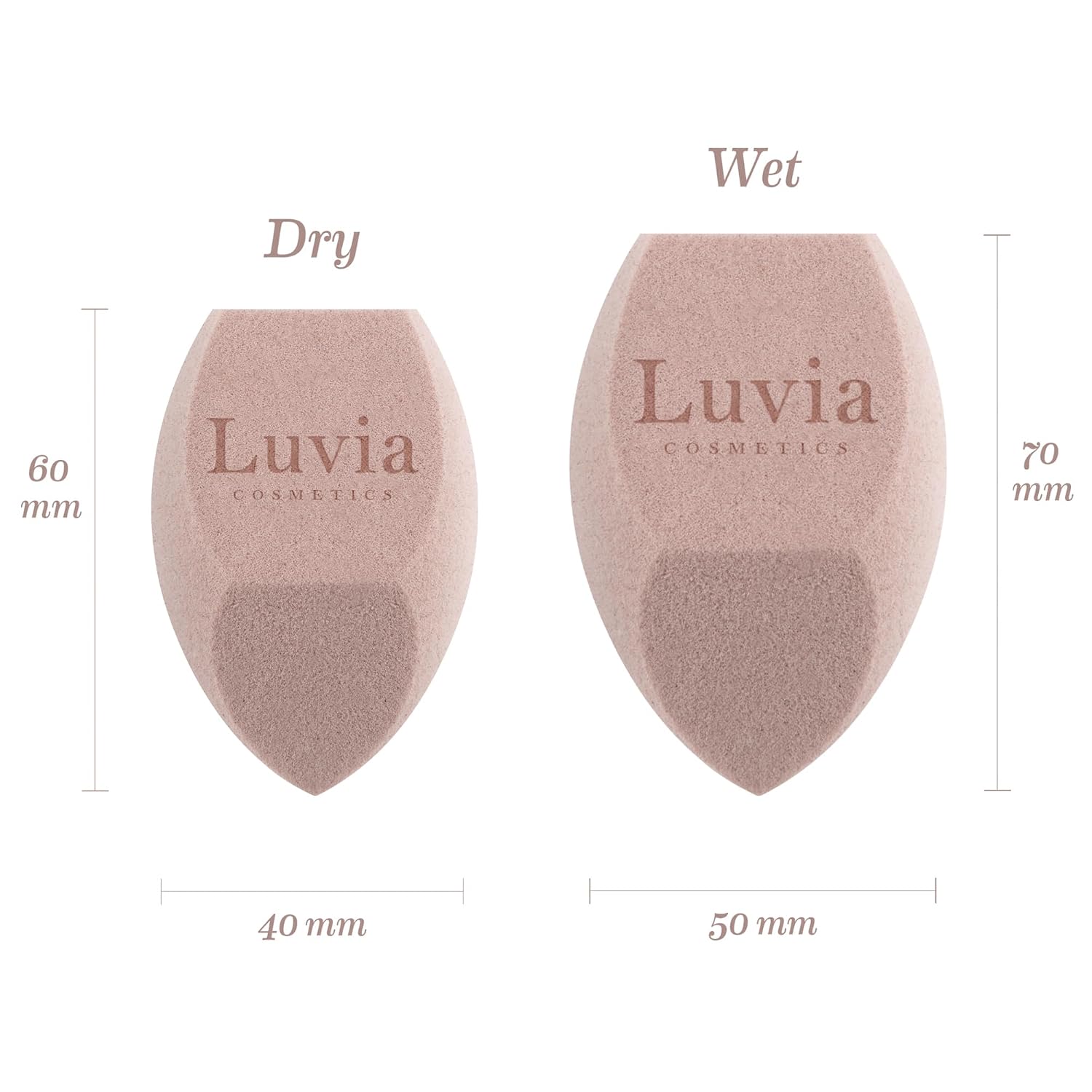 Detalle de Make-up Schwamm-Set im Diamond Shape von Luvia Cosmetics – Candy Rosa