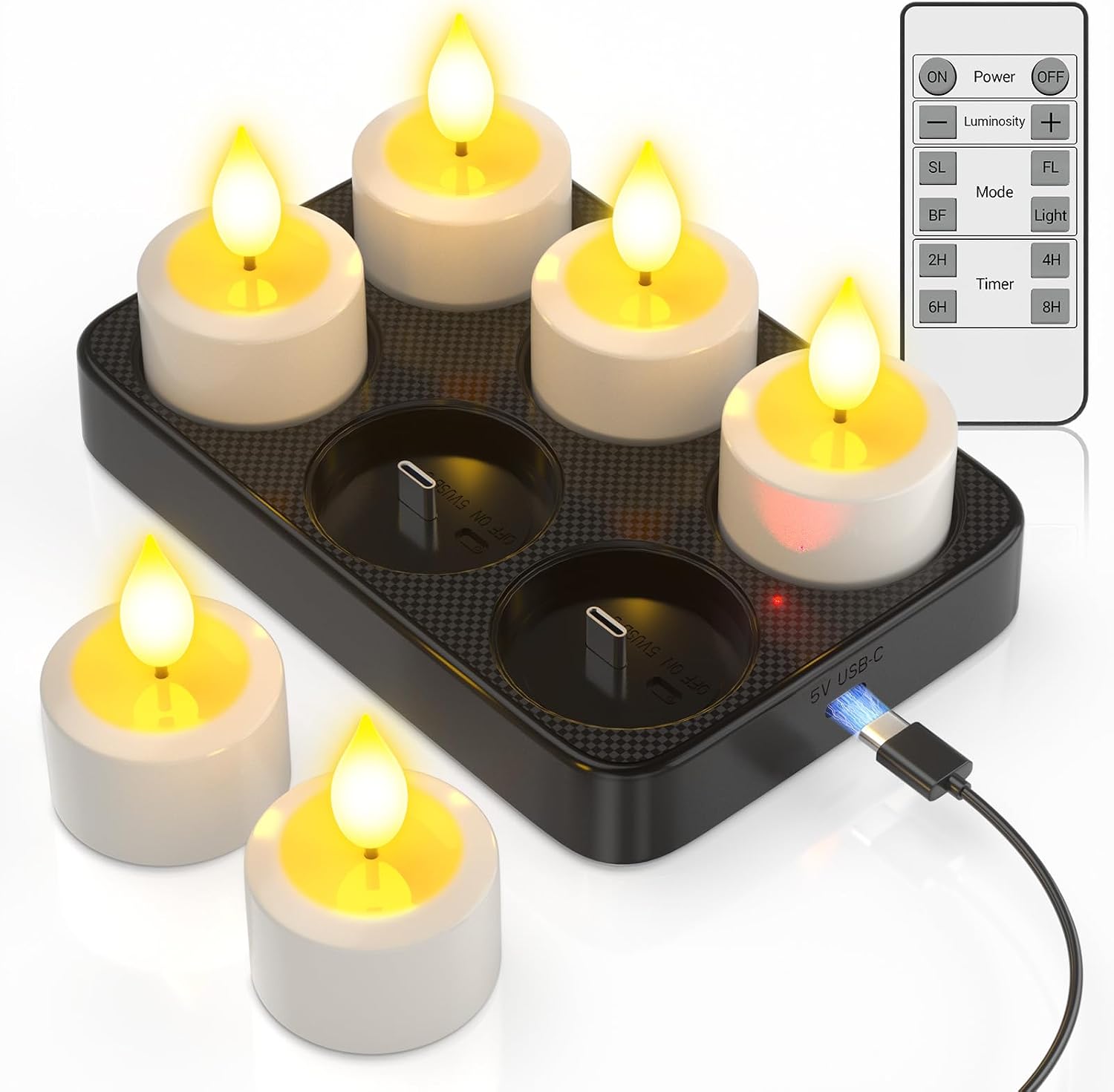 Detalle de SoulBay LC004RS_6pcs Rechargeable LED Tea Lights, 6-Pack with Remote