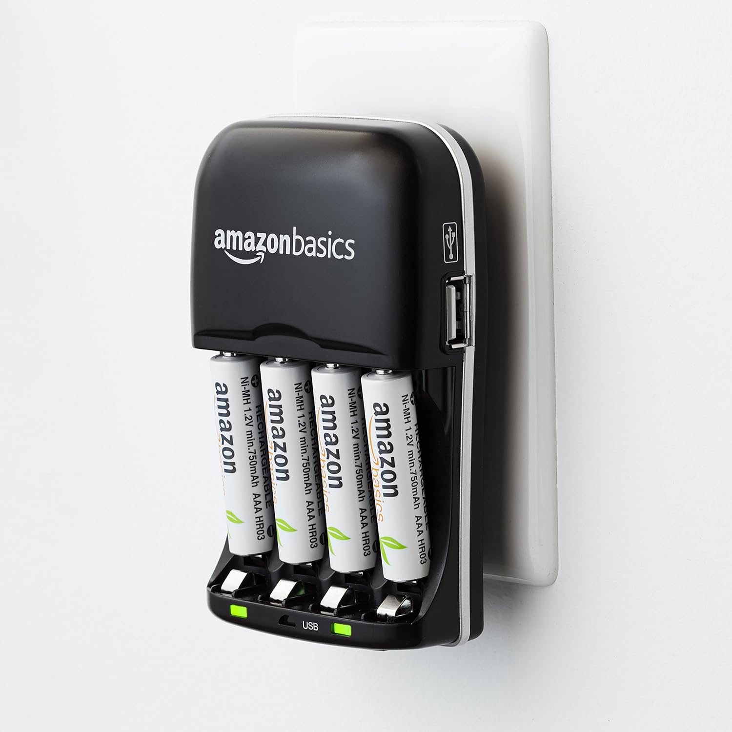 Thumbnail 5 de Amazon Basics Batterieladegerät für Ni-MH AA/AAA Akkus mit USB-Port (Schwarz)