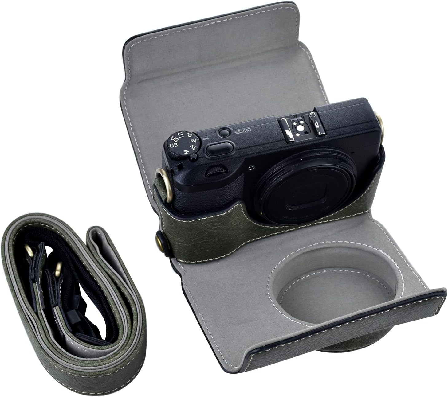 Thumbnail 4 de Rieibi GR IV/GR III/GR IIIx Tasche aus Vintage-VPU-Leder – Kameratasche mit Schultergurt (Grün)
