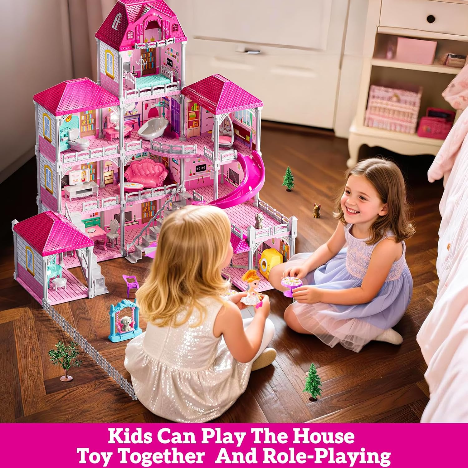 Detalle 2 de JUKUDAHU Villa Playset 4-Story Dollhouse